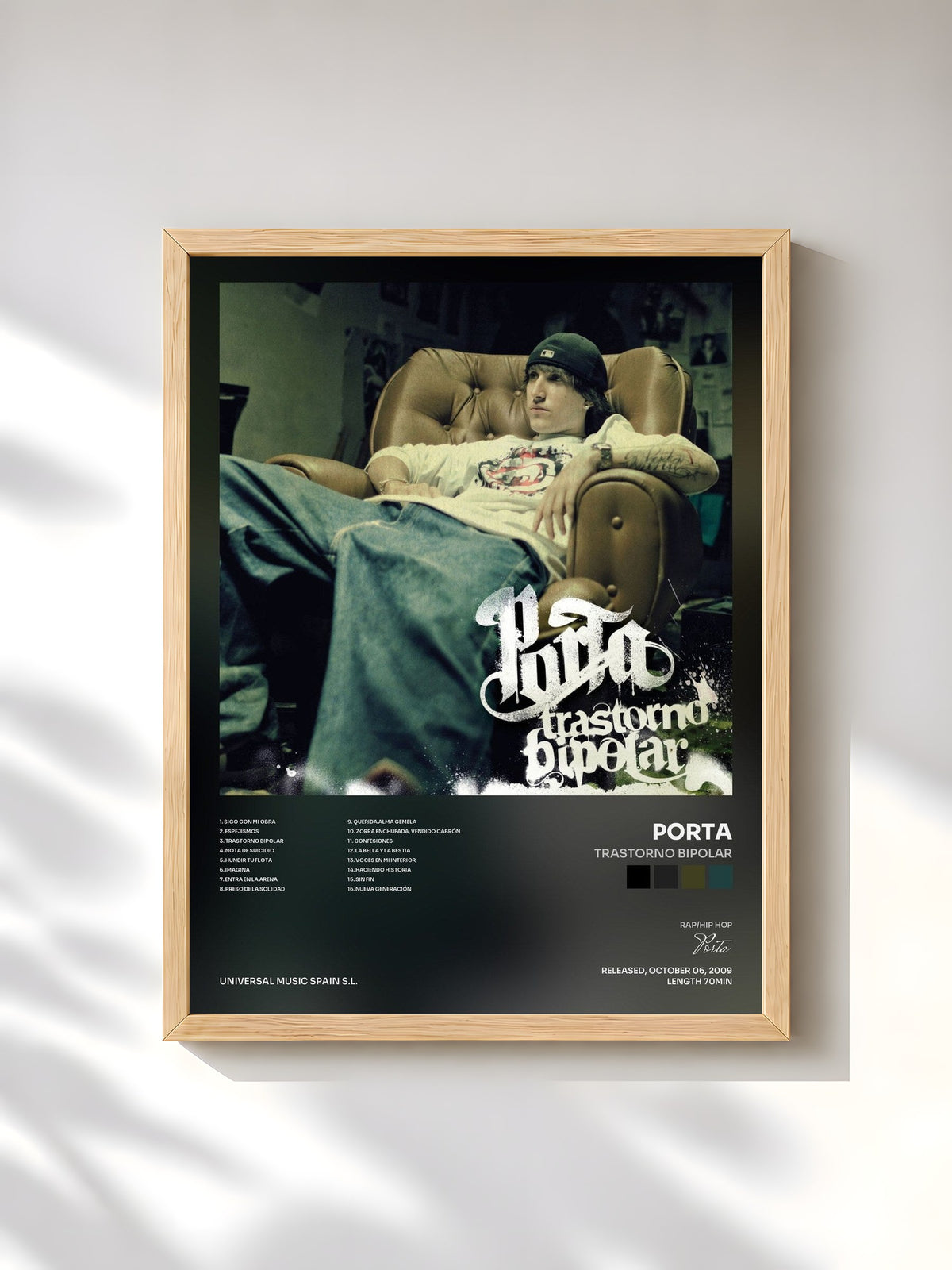 #bois Tableau de l'album Trastorno Bipolar de Porta, cadre en bois brut, imprimé et encadré en France