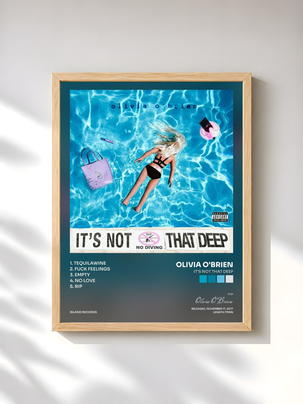 #bois Tableau de l'album It's Not That Deep de Olivia O'Brien, cadre en bois brut, imprimé et encadré en France