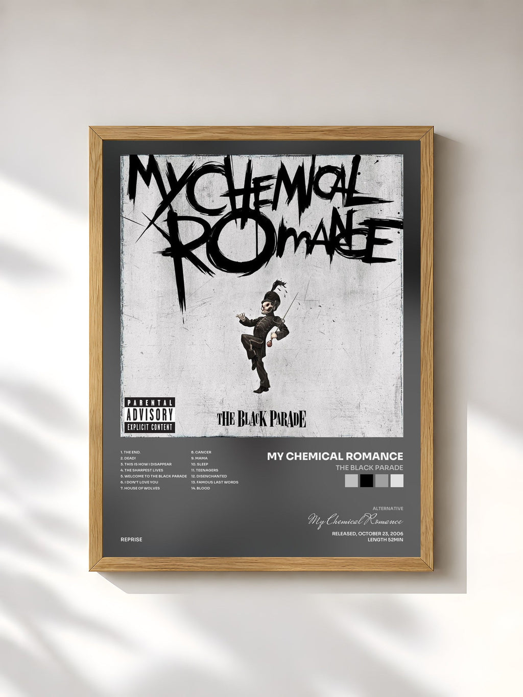 #bois Tableau de l'album The Black Parade de My Chemical Romance, cadre en bois brut, imprimé et encadré en France