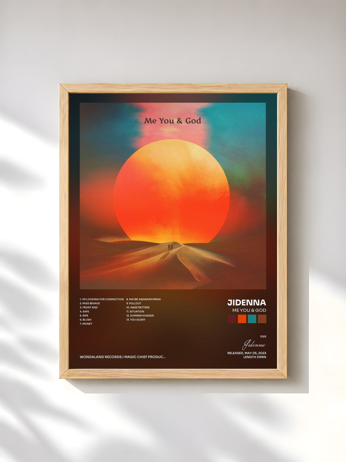 #bois Tableau de l'album ME YOU & GOD de Jidenna, cadre en bois brut, imprimé et encadré en France