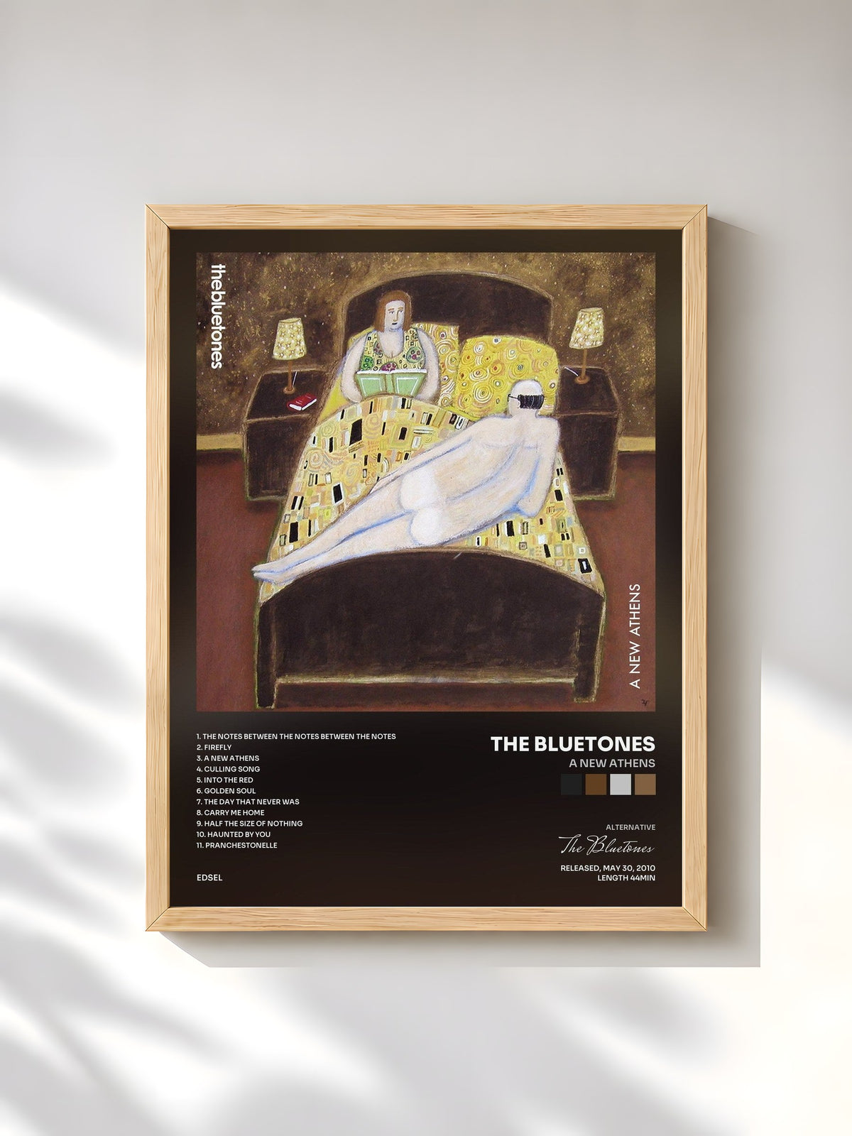 #bois Tableau de l'album A New Athens de The Bluetones, cadre en bois brut, imprimé et encadré en France