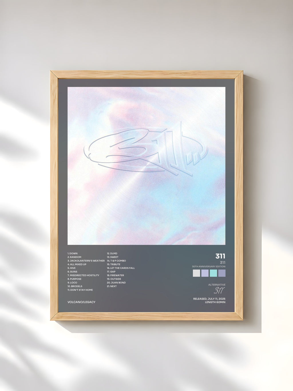 #bois Tableau de l'album 311 (30th Anniversary Edition) de 311, cadre en bois brut, imprimé et encadré en France