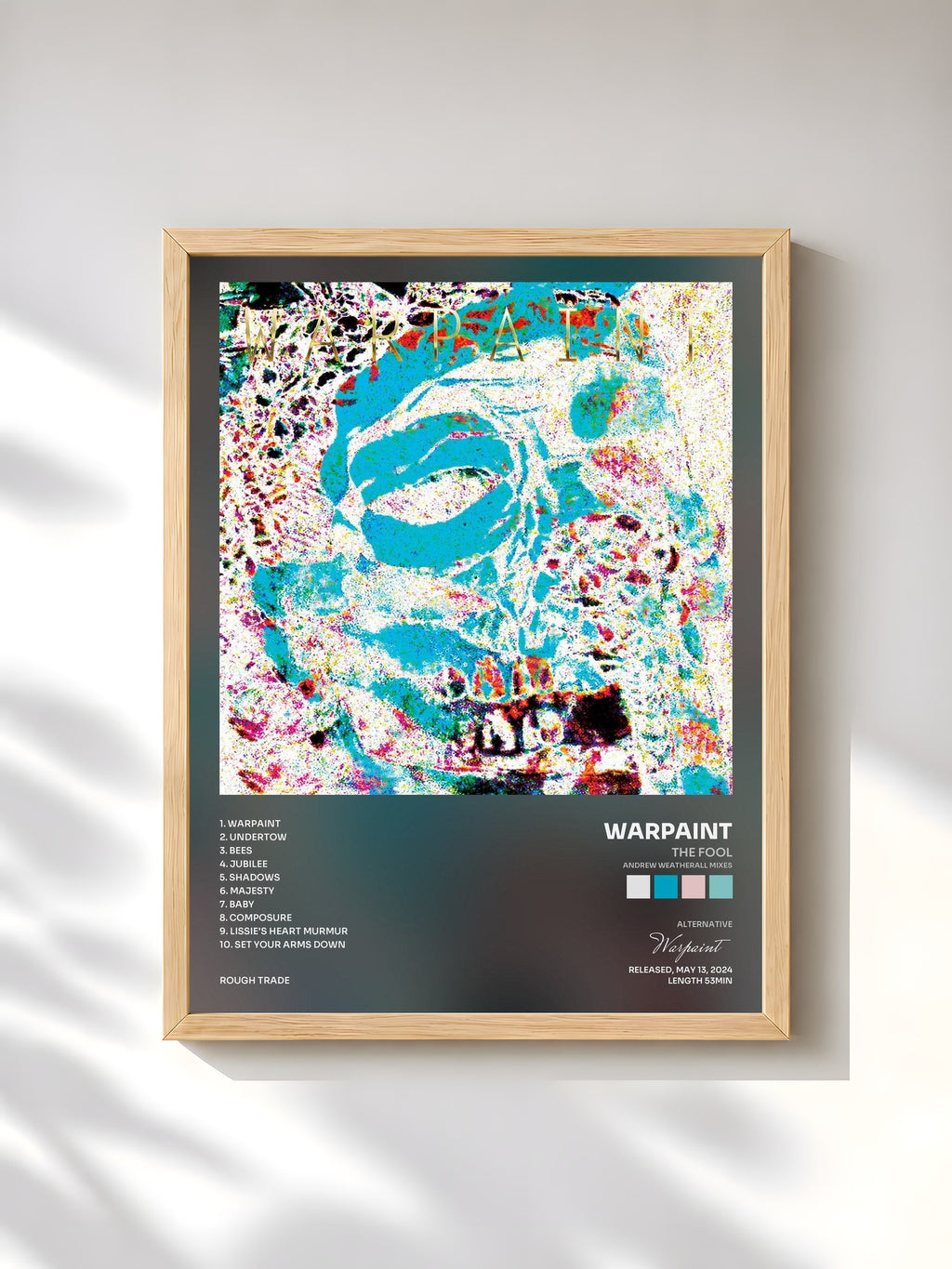 #bois Tableau de l'album The Fool (Andrew Weatherall Mixes) de Warpaint, cadre en bois brut, imprimé et encadré en France