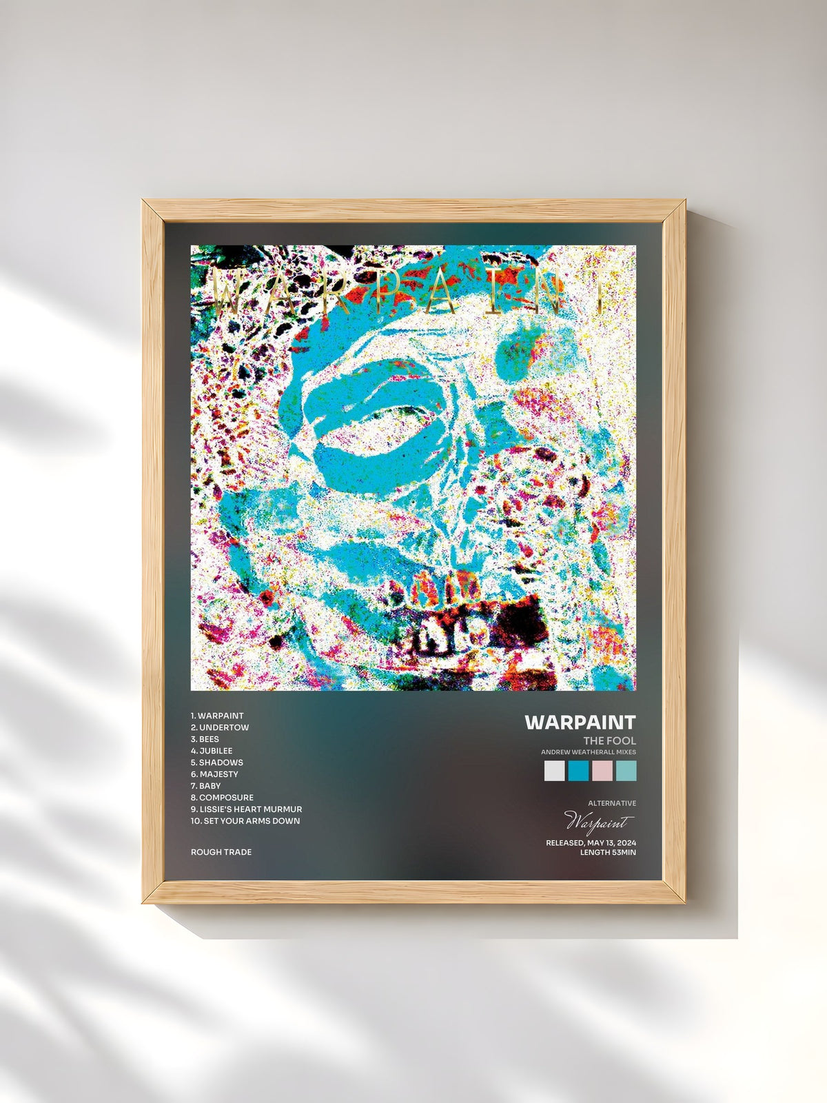 #bois Tableau de l'album The Fool (Andrew Weatherall Mixes) de Warpaint, cadre en bois brut, imprimé et encadré en France
