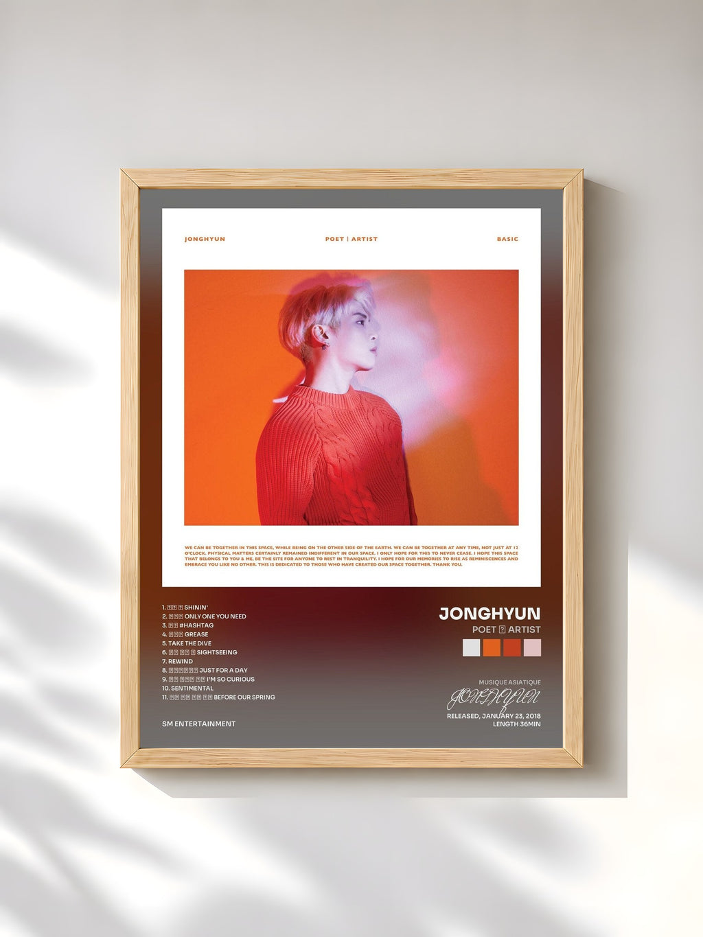 #bois Tableau de l'album Poet ᛁ Artist de JONGHYUN, cadre en bois brut, imprimé et encadré en France
