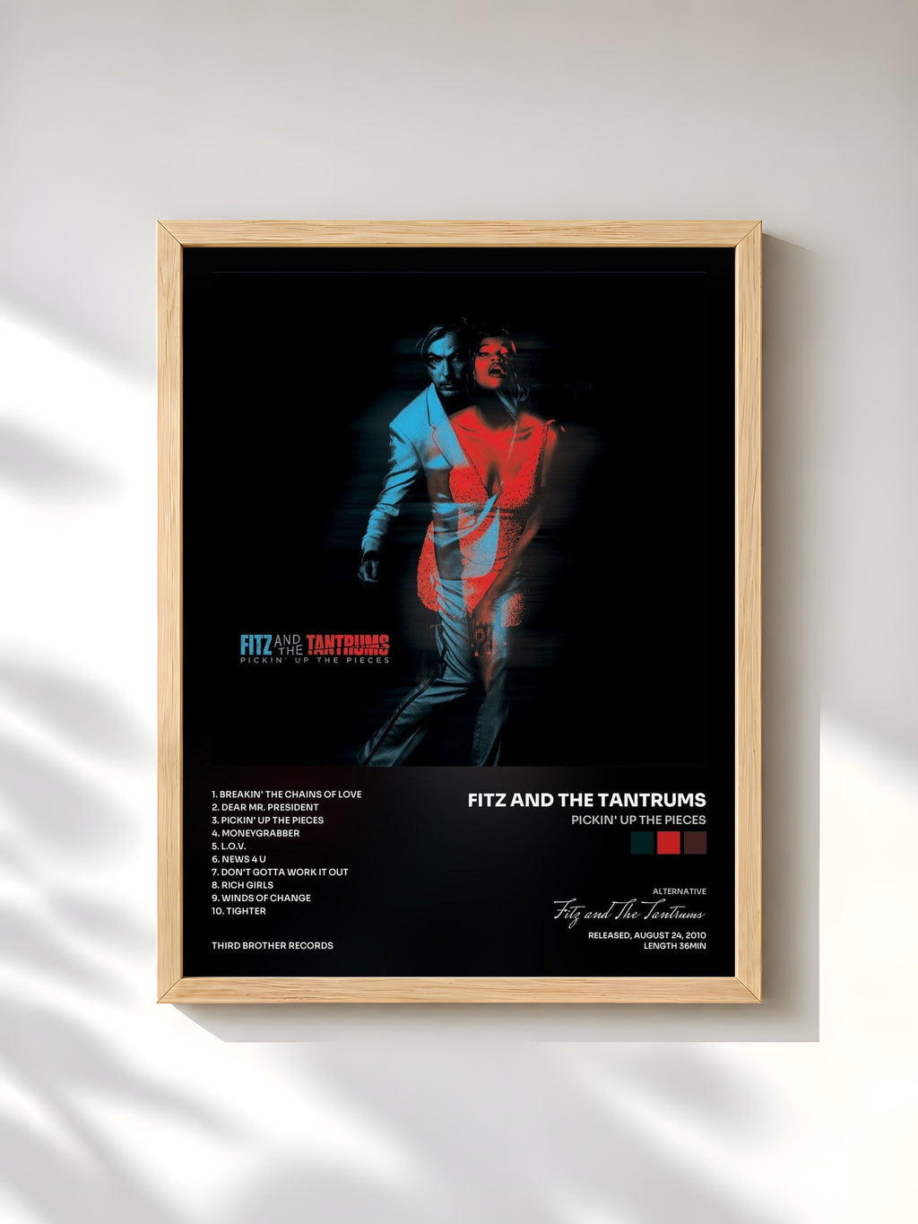#bois Tableau de l'album Pickin' Up The Pieces de Fitz and The Tantrums, cadre en bois brut, imprimé et encadré en France