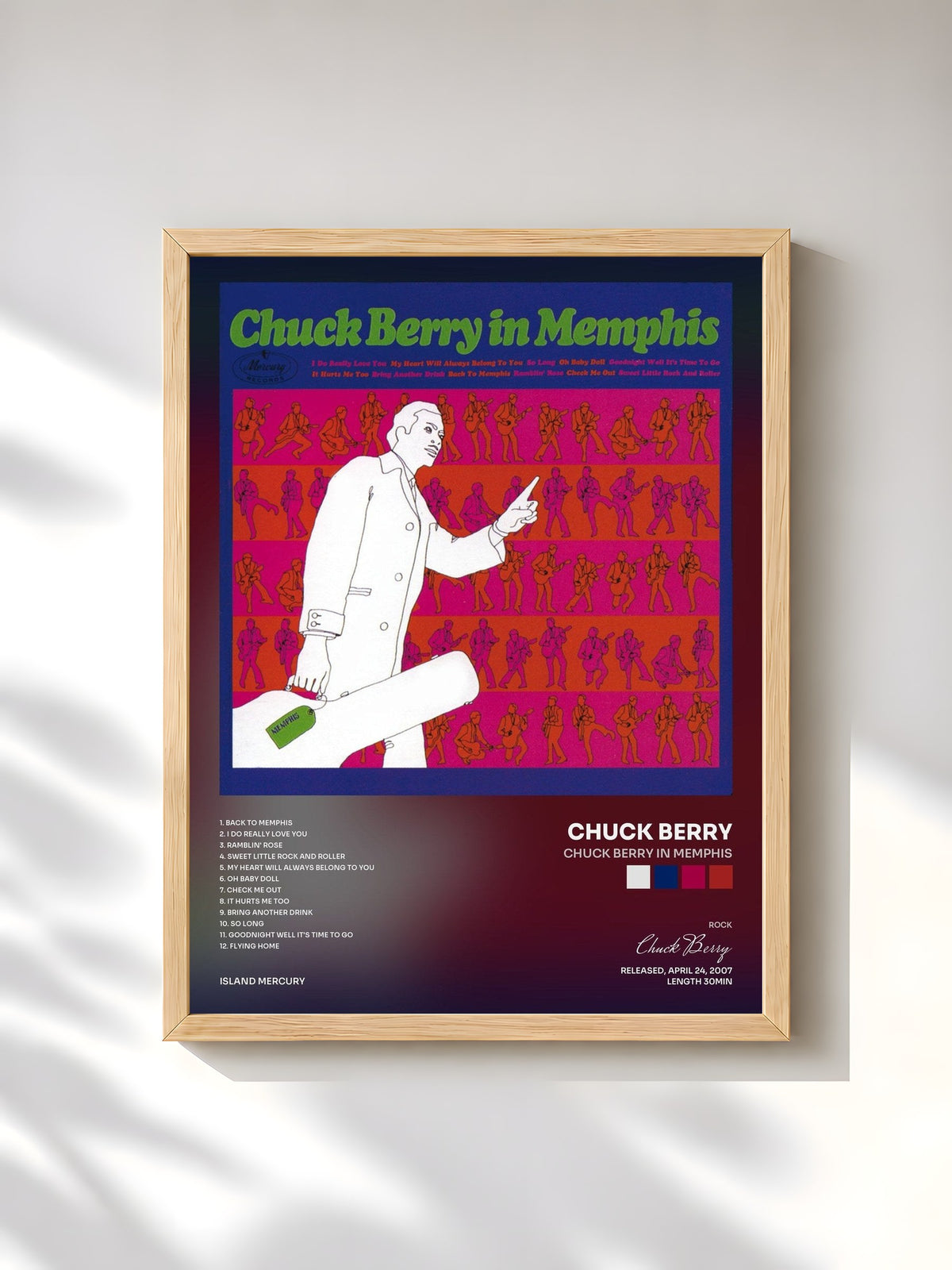 #bois Tableau de l'album Chuck Berry In Memphis de Chuck Berry, cadre en bois brut, imprimé et encadré en France