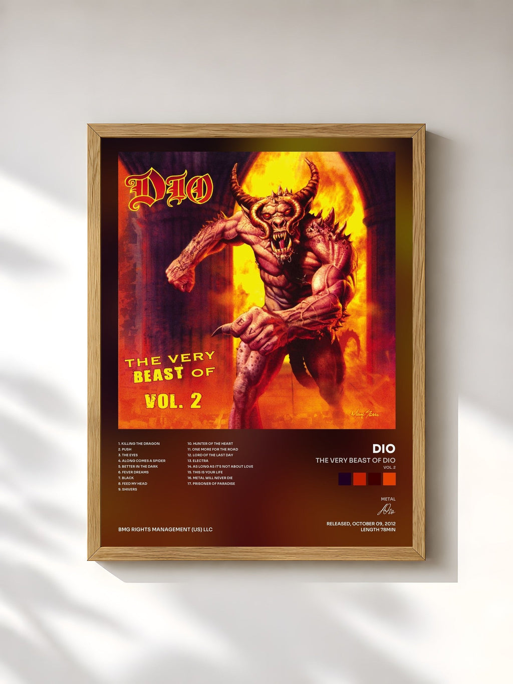 #bois Tableau de l'album The Very Beast Of Dio (Vol. 2) de Dio, cadre en bois brut, imprimé et encadré en France