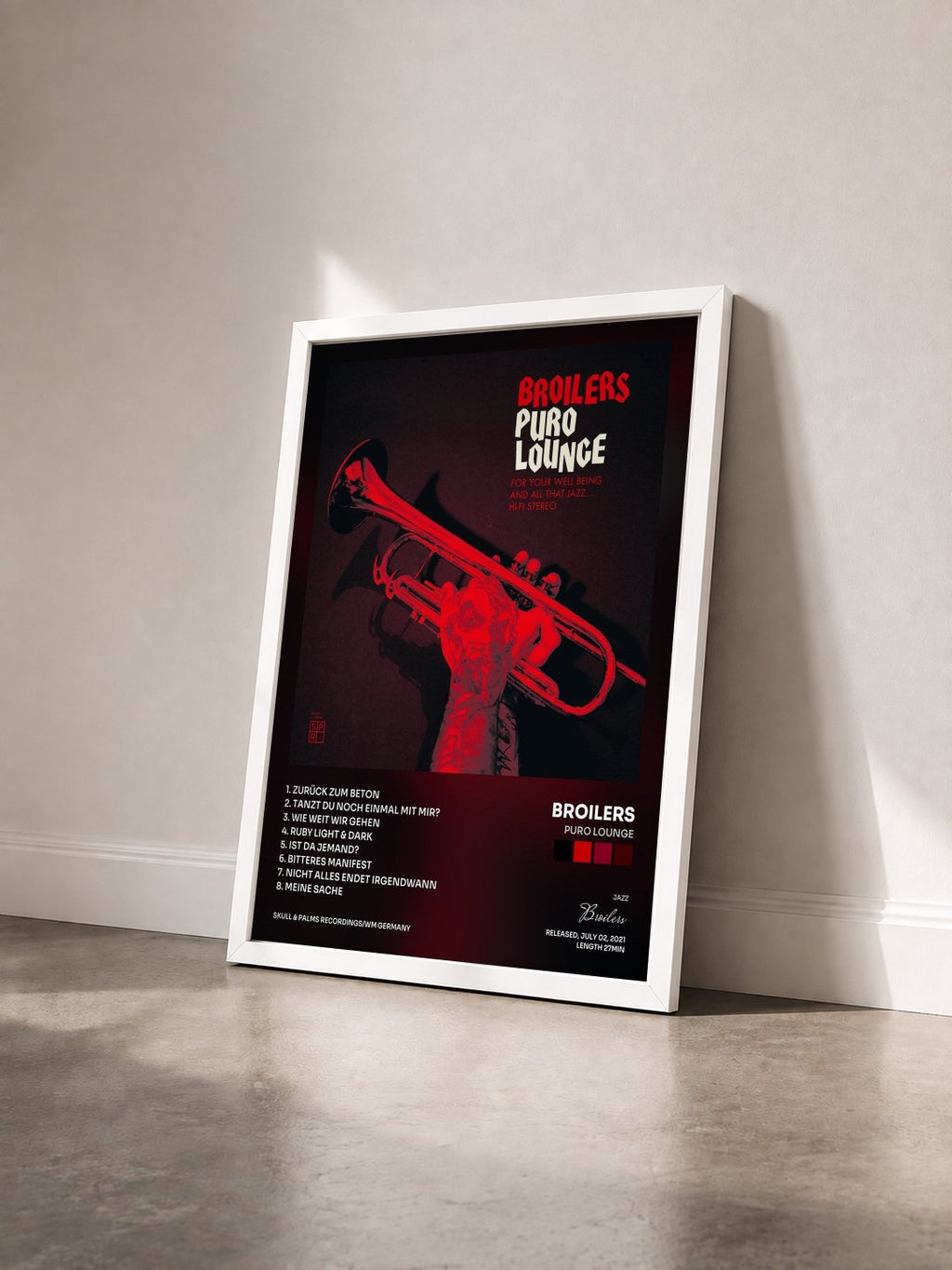 #blanc Tableau de l'album Puro Lounge de Broilers vu de trois quarts, cadre blanc