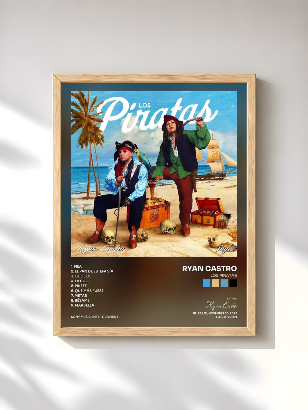 #bois Tableau de l'album Los Piratas de Ryan Castro, cadre en bois brut, imprimé et encadré en France