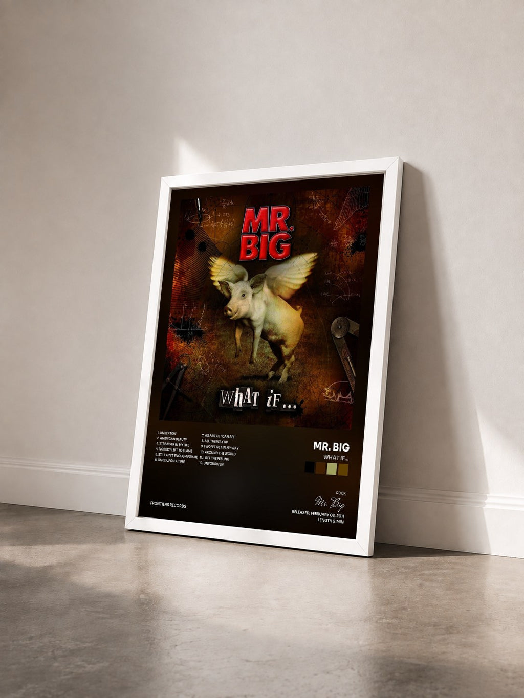 #blanc Tableau de l'album What If... de Mr. Big vu de trois quarts, cadre blanc