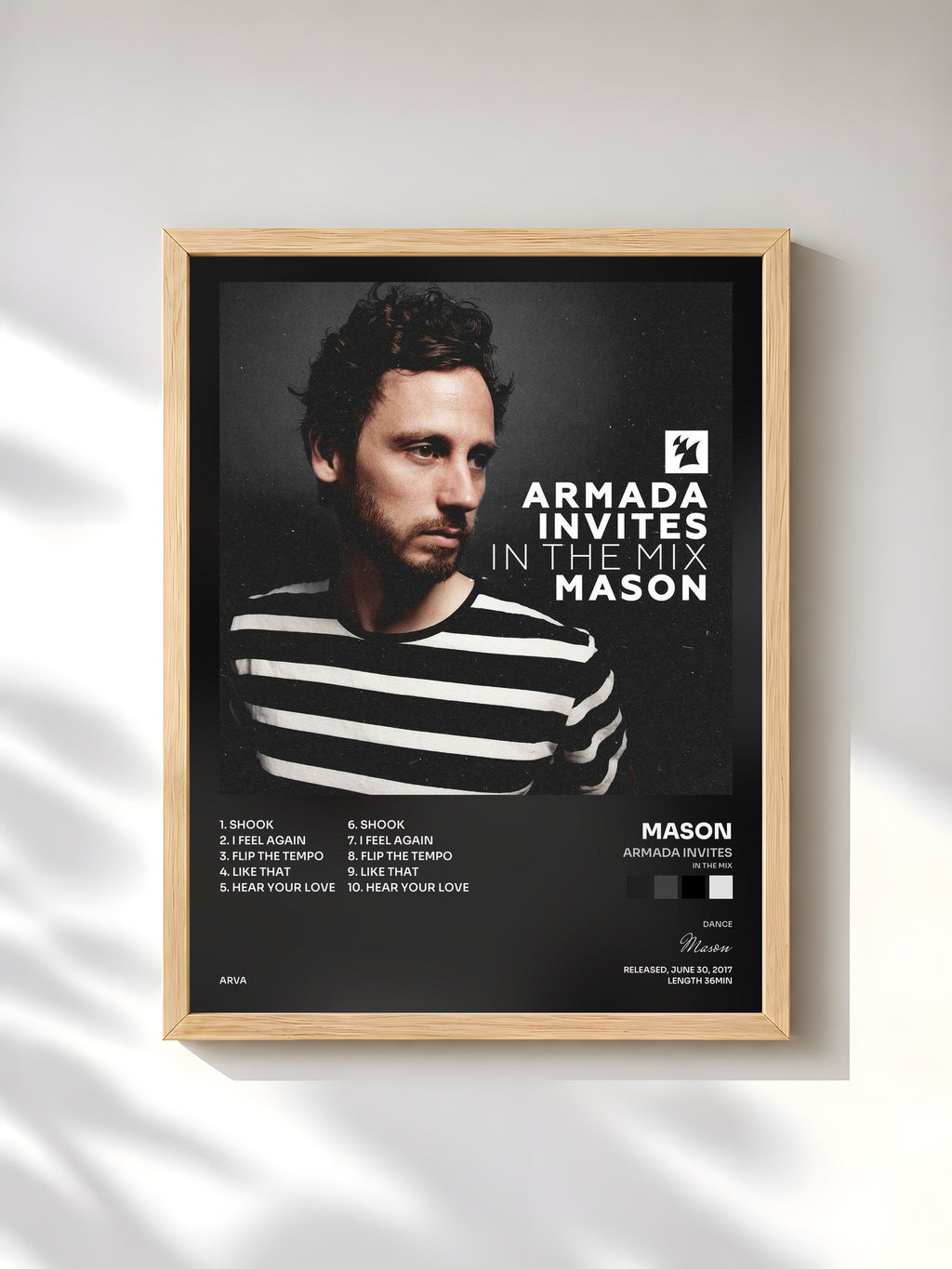 #bois Tableau de l'album Armada Invites (In The Mix): Mason de Mason, cadre en bois brut, imprimé et encadré en France