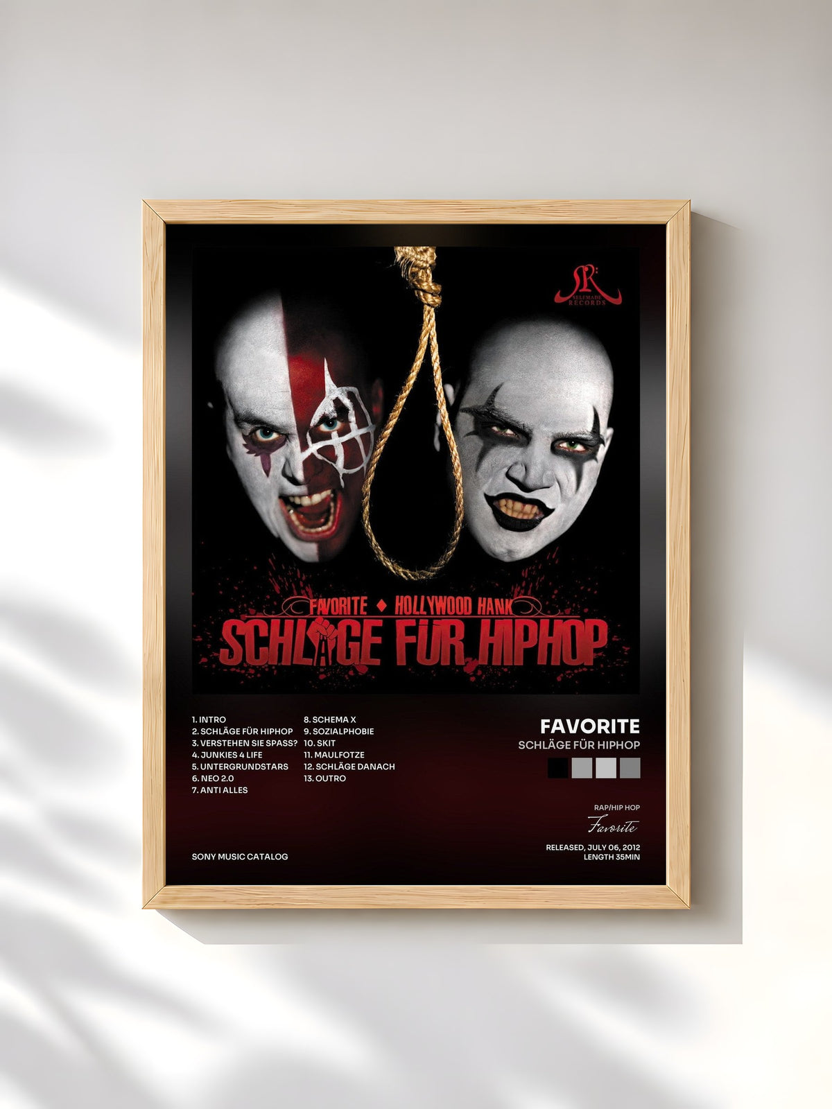 #bois Tableau de l'album Schläge für HipHop de Favorite, cadre en bois brut, imprimé et encadré en France