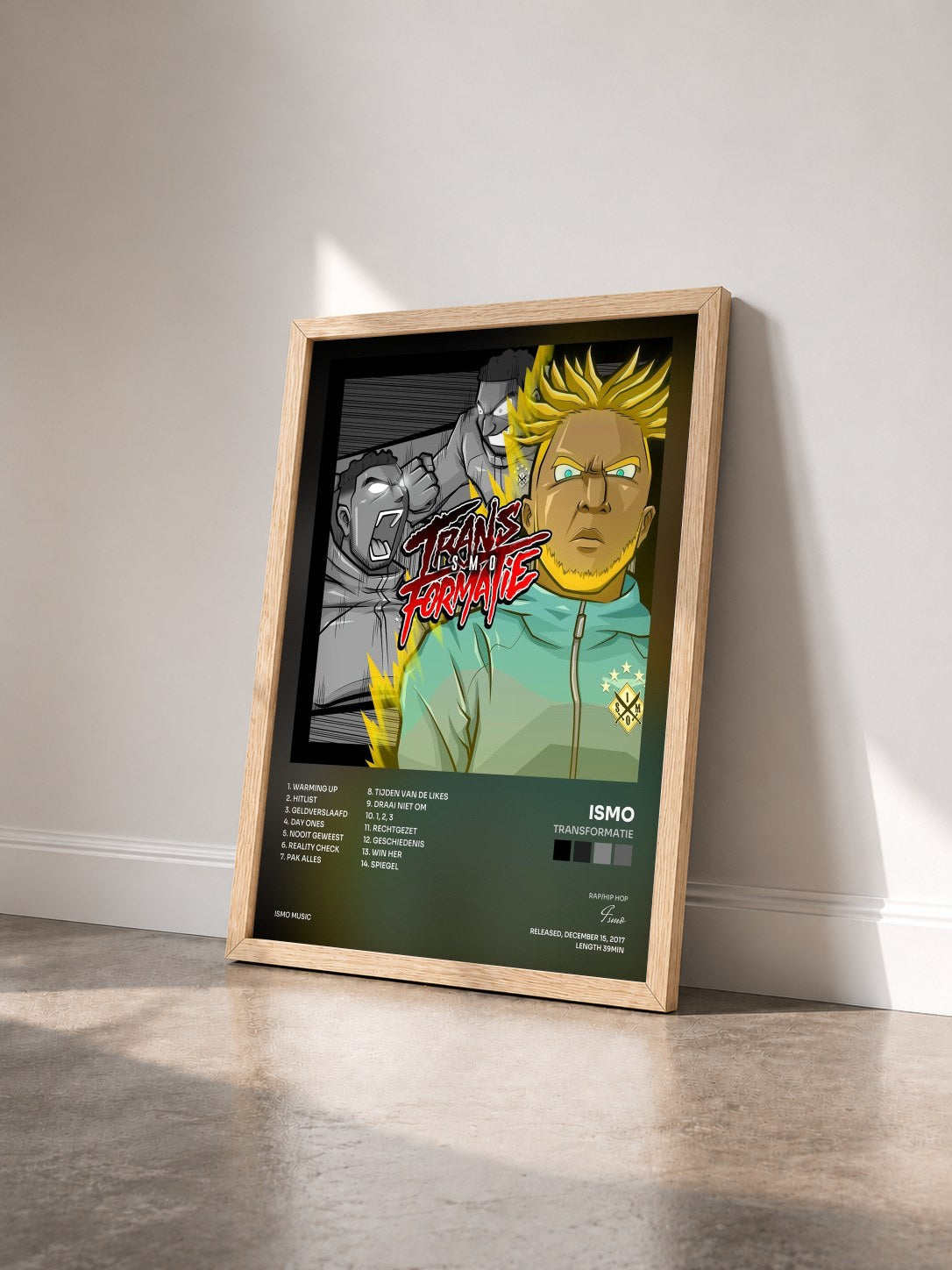 #bois Tableau de l'album Transformatie de Ismo vu de trois quarts, cadre en bois brut