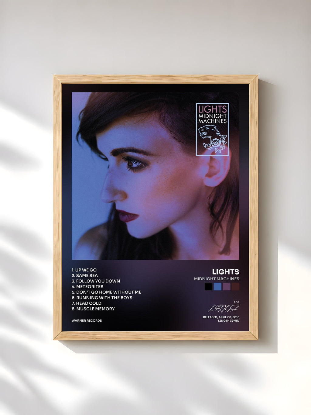 #bois Tableau de l'album Midnight Machines de LIGHTS, cadre en bois brut, imprimé et encadré en France