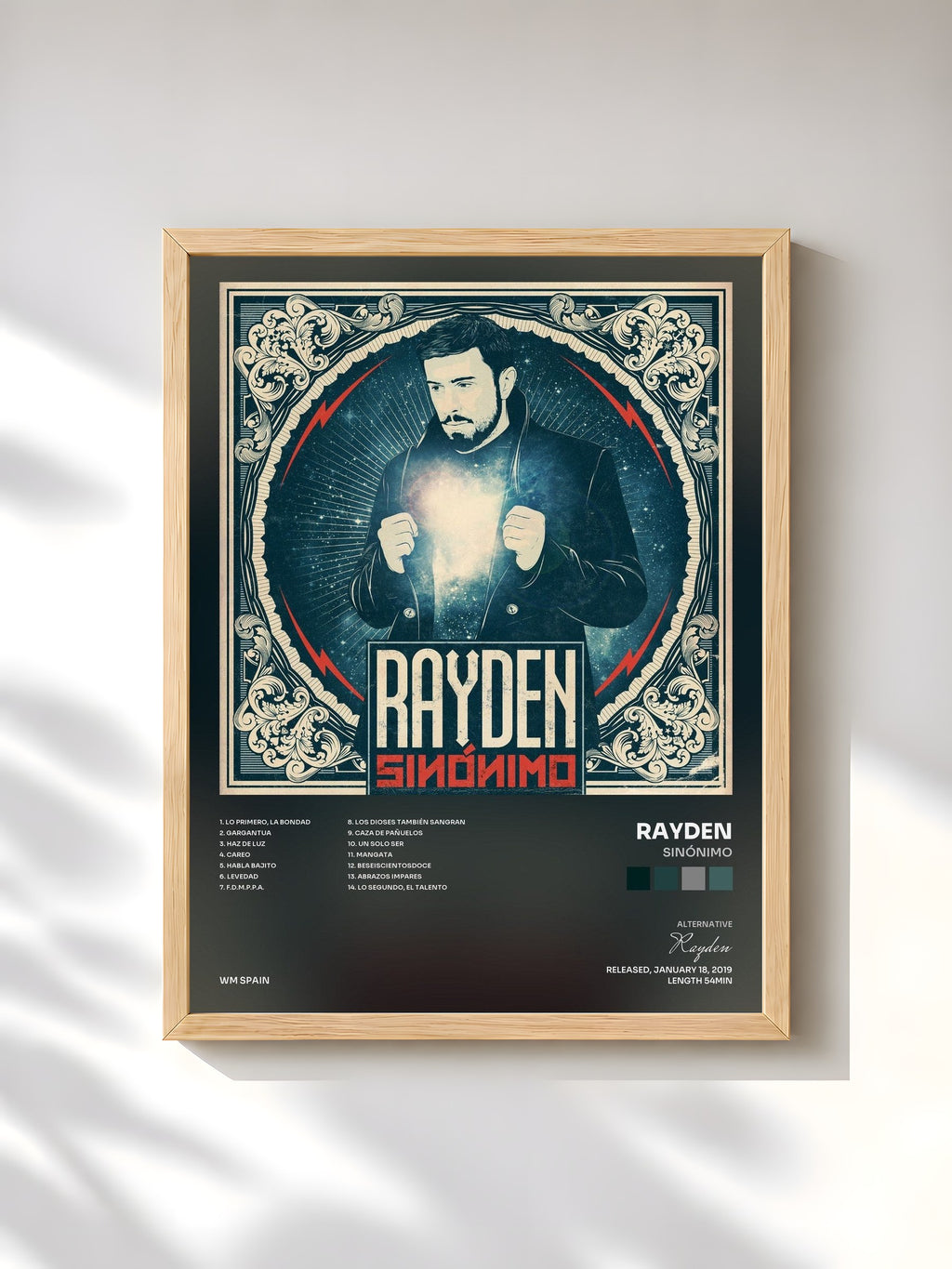 #bois Tableau de l'album Sinónimo de Rayden, cadre en bois brut, imprimé et encadré en France