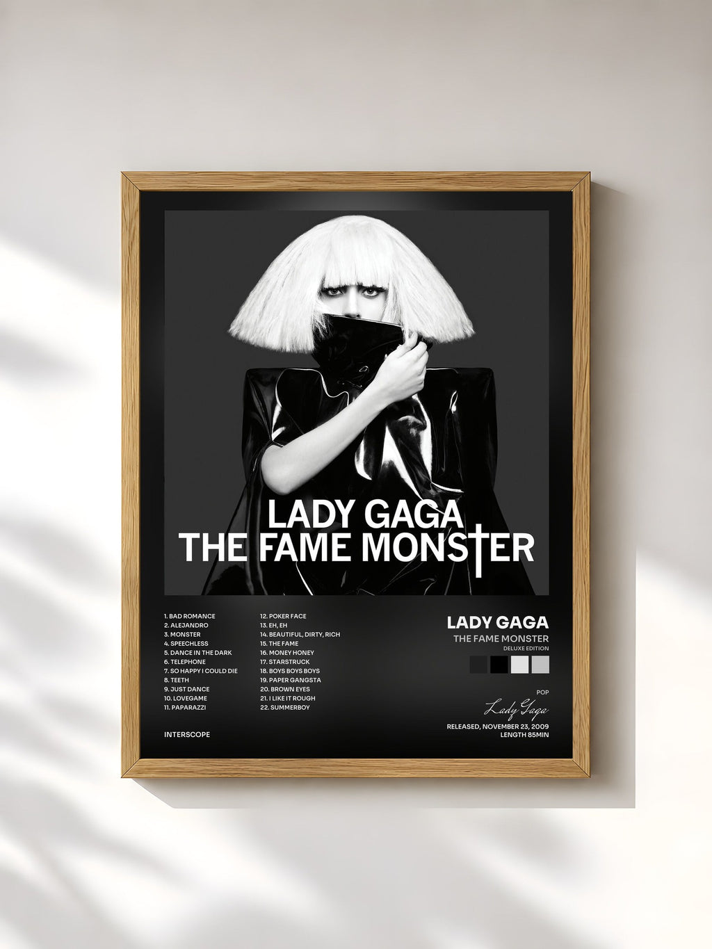 #bois Tableau de l'album The Fame Monster (Deluxe Edition) de Lady Gaga, cadre en bois brut, imprimé et encadré en France