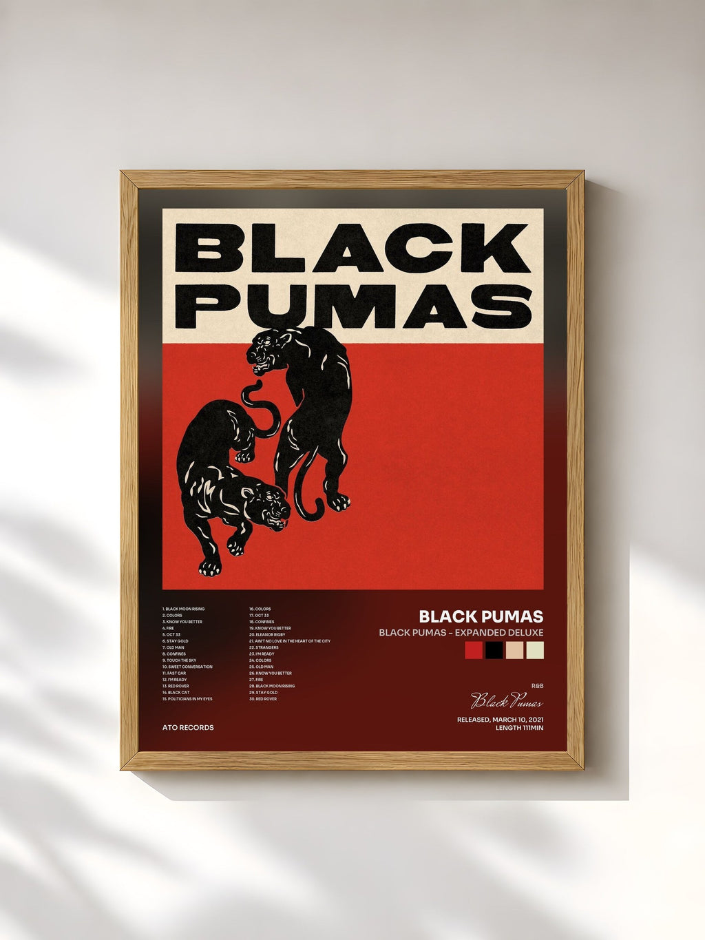 #bois Tableau de l'album Black Pumas - Expanded Deluxe de Black Pumas, cadre en bois brut, imprimé et encadré en France