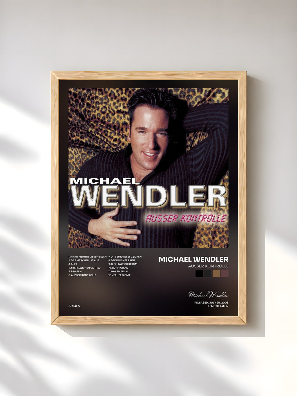 #bois Tableau de l'album Ausser Kontrolle de Michael Wendler, cadre en bois brut, imprimé et encadré en France