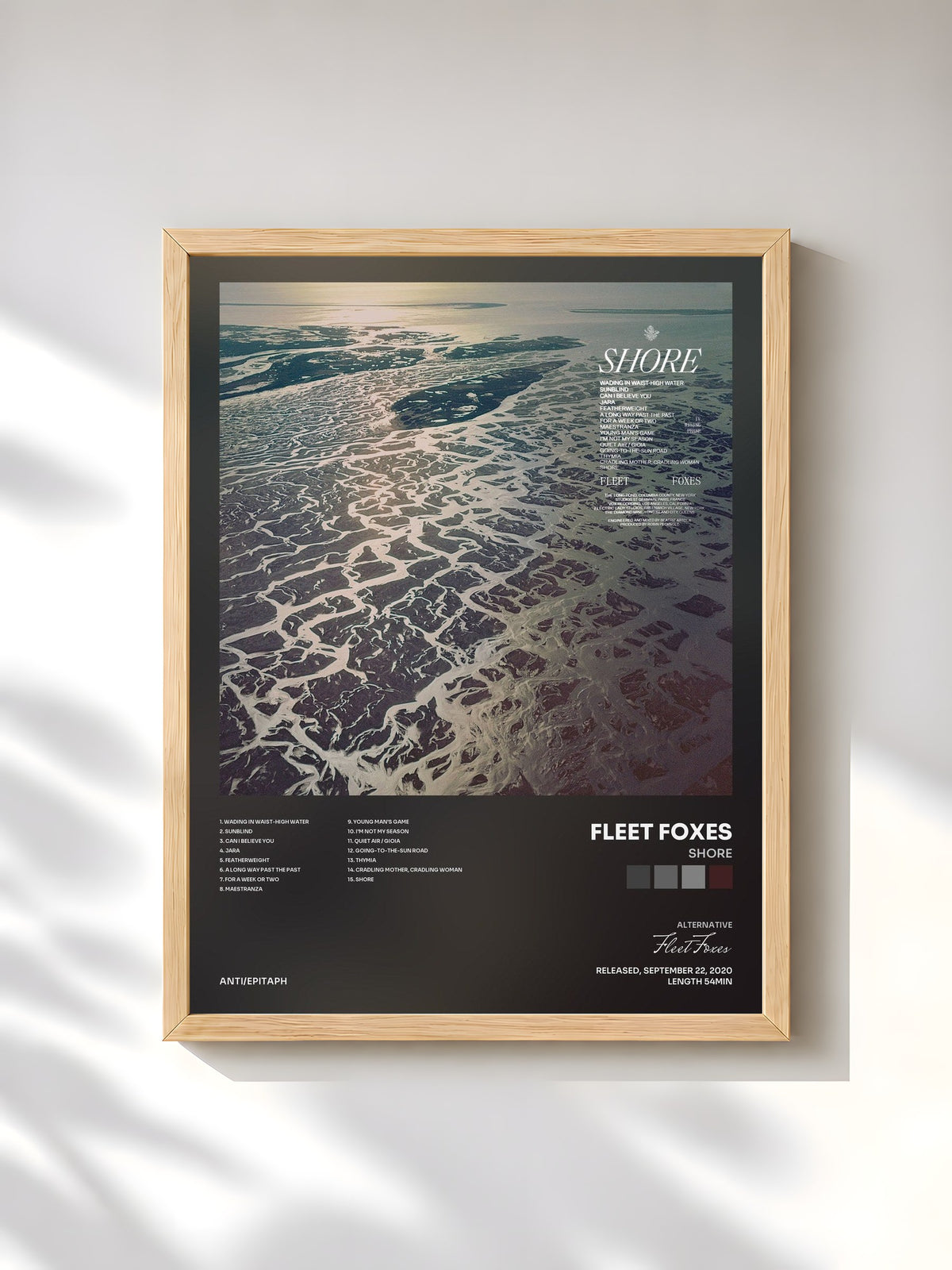 #bois Tableau de l'album Shore de Fleet Foxes, cadre en bois brut, imprimé et encadré en France