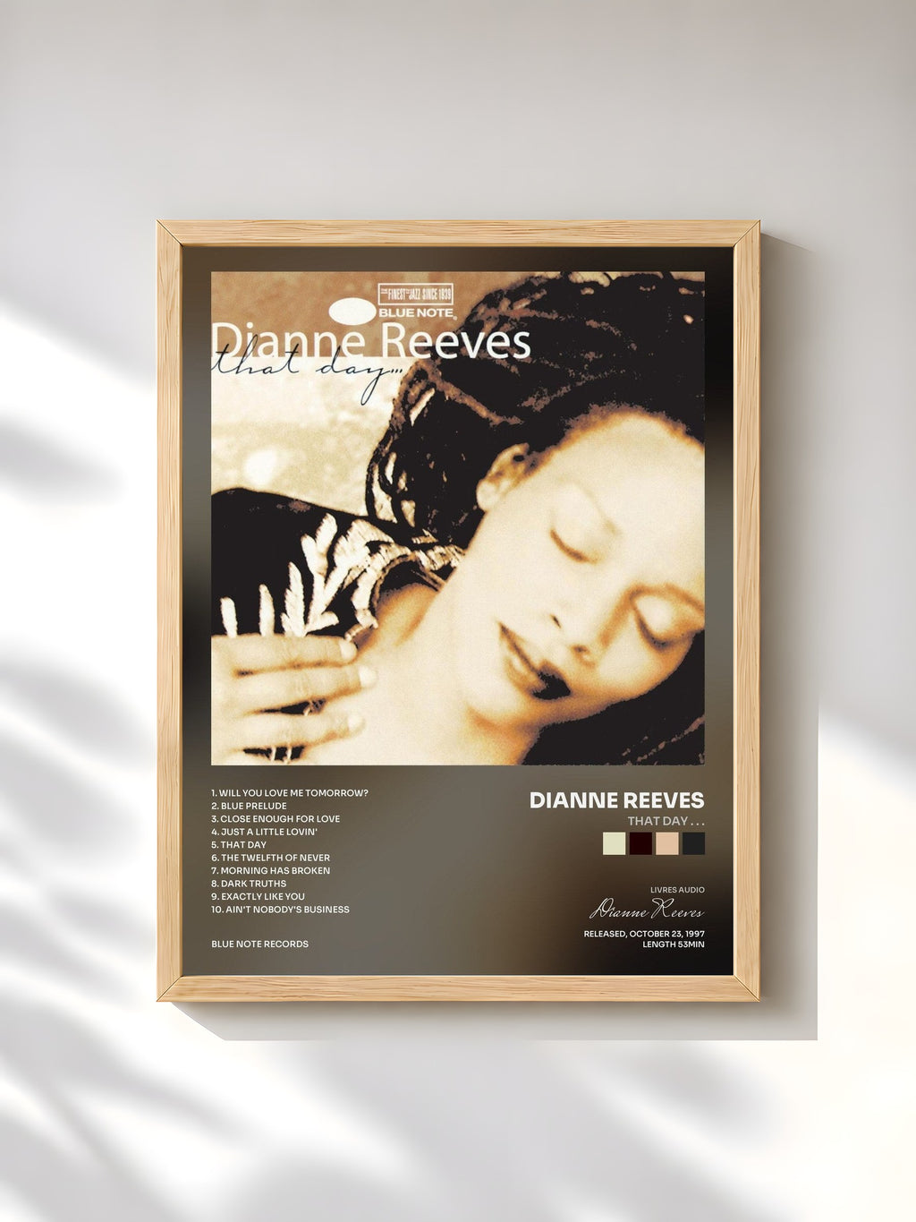 #bois Tableau de l'album That Day . . . de Dianne Reeves, cadre en bois brut, imprimé et encadré en France