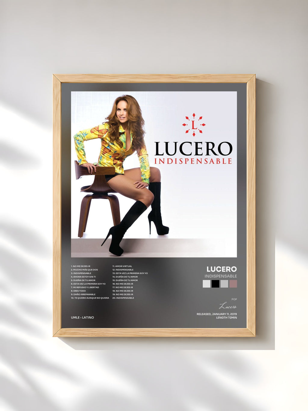 #bois Tableau de l'album Indispensable de Lucero, cadre en bois brut, imprimé et encadré en France