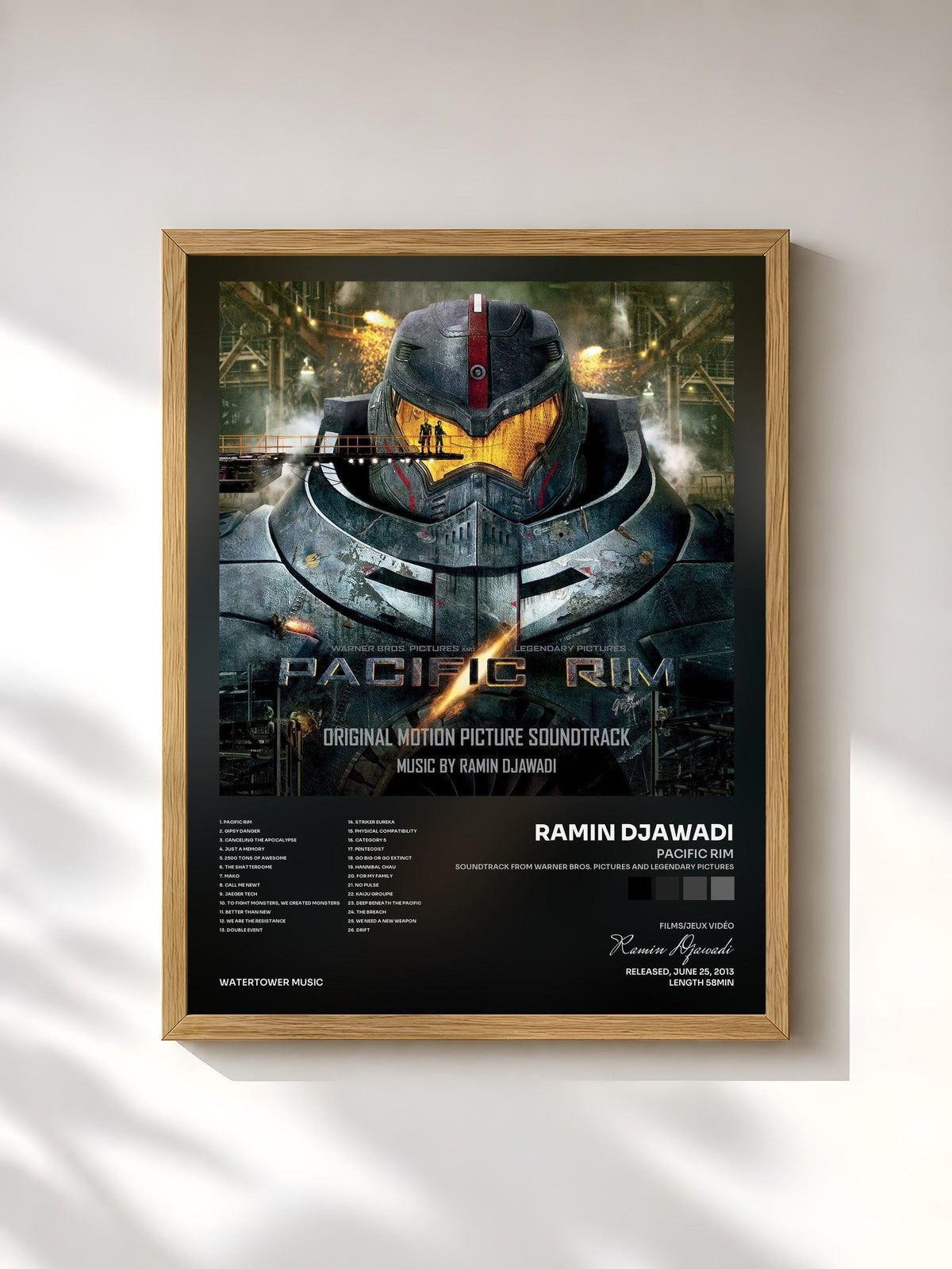 #bois Tableau de l'album Pacific Rim (Soundtrack from Warner Bros. Pictures and Legendary Pictures) de Ramin Djawadi, cadre en bois brut, imprimé et encadré en France