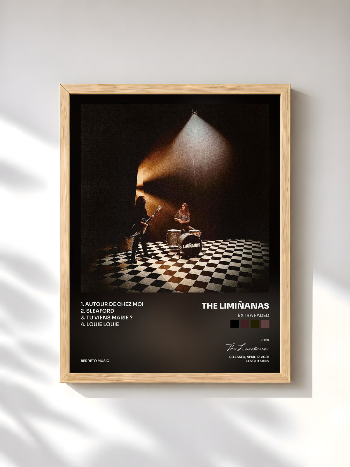 #bois Tableau de l'album Extra Faded de The Limiñanas, cadre en bois brut, imprimé et encadré en France