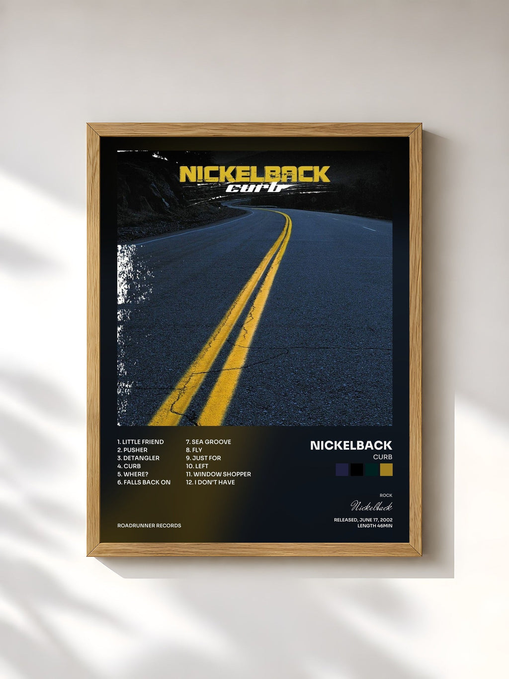 #bois Tableau de l'album Curb de Nickelback, cadre en bois brut, imprimé et encadré en France