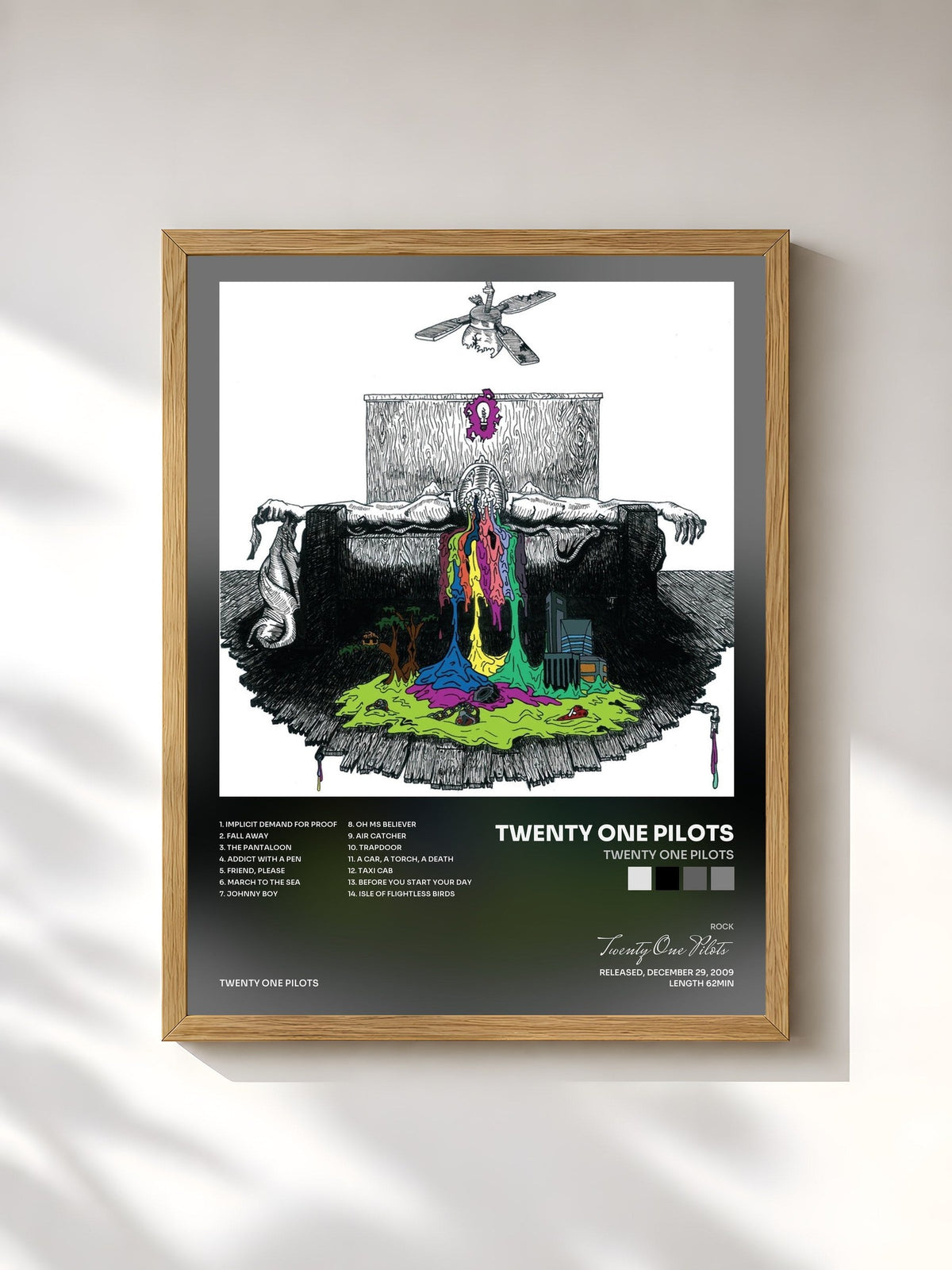 #bois Tableau de l'album Twenty One Pilots de Twenty One Pilots, cadre en bois brut, imprimé et encadré en France