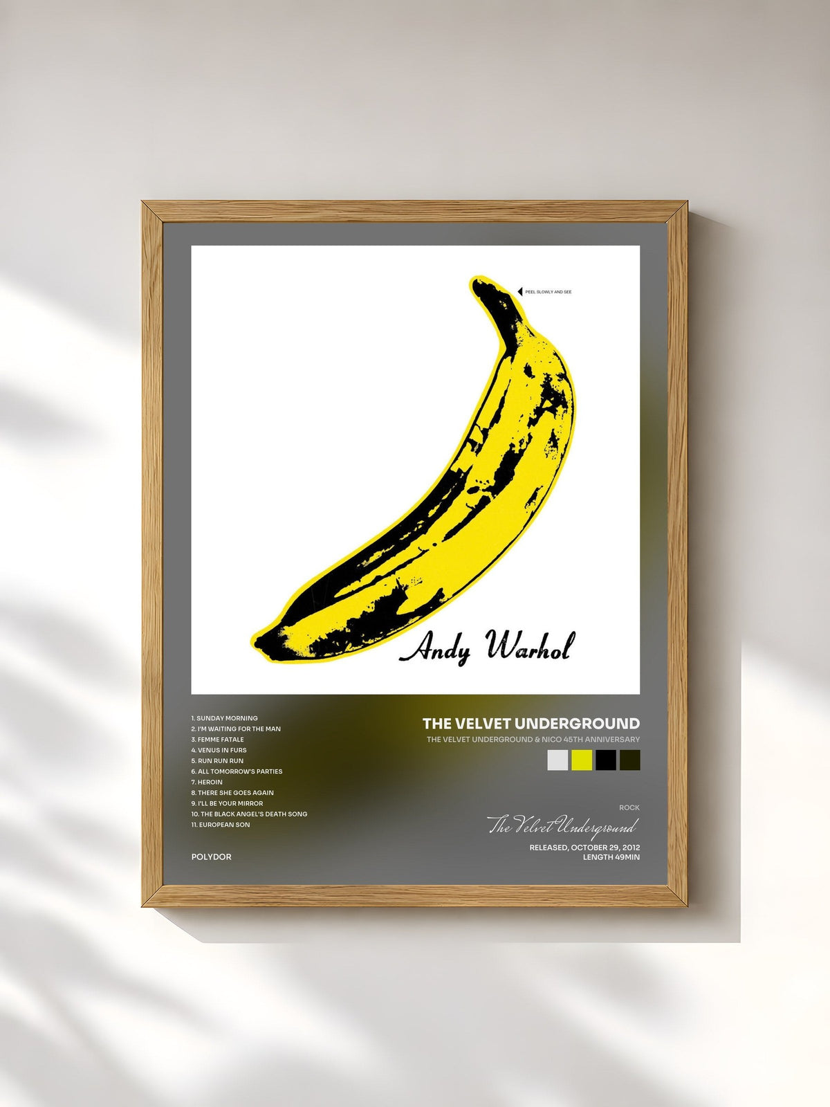 #bois Tableau de l'album The Velvet Underground & Nico 45th Anniversary de The Velvet Underground, cadre en bois brut, imprimé et encadré en France