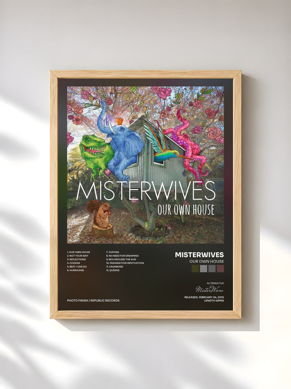 #bois Tableau de l'album Our Own House de MisterWives, cadre en bois brut, imprimé et encadré en France