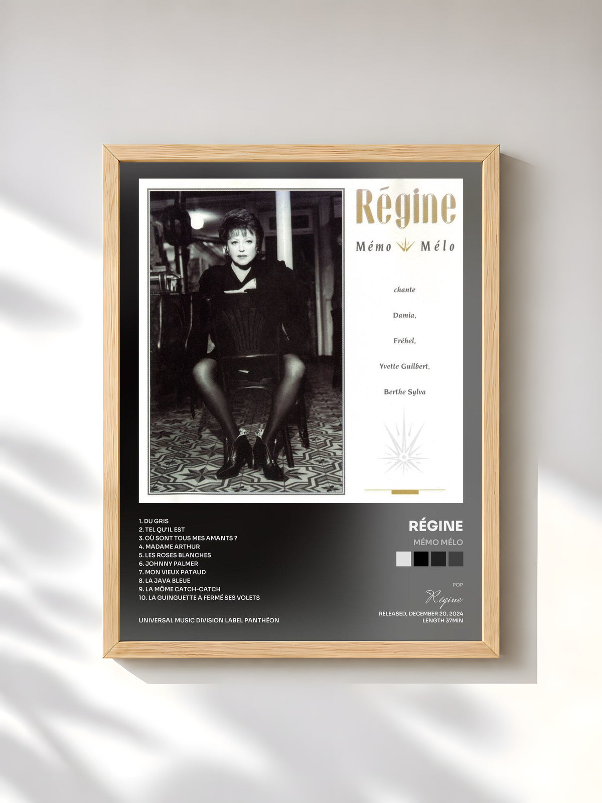 #bois Tableau de l'album Mémo Mélo de Régine, cadre en bois brut, imprimé et encadré en France
