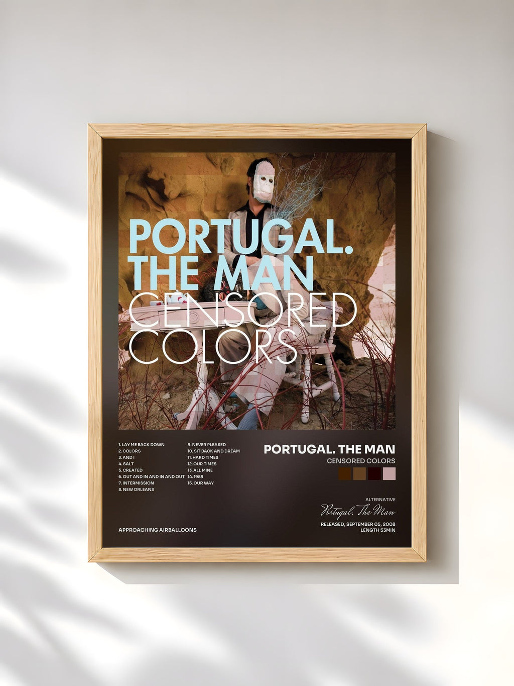 #bois Tableau de l'album Censored Colors de Portugal. The Man, cadre en bois brut, imprimé et encadré en France