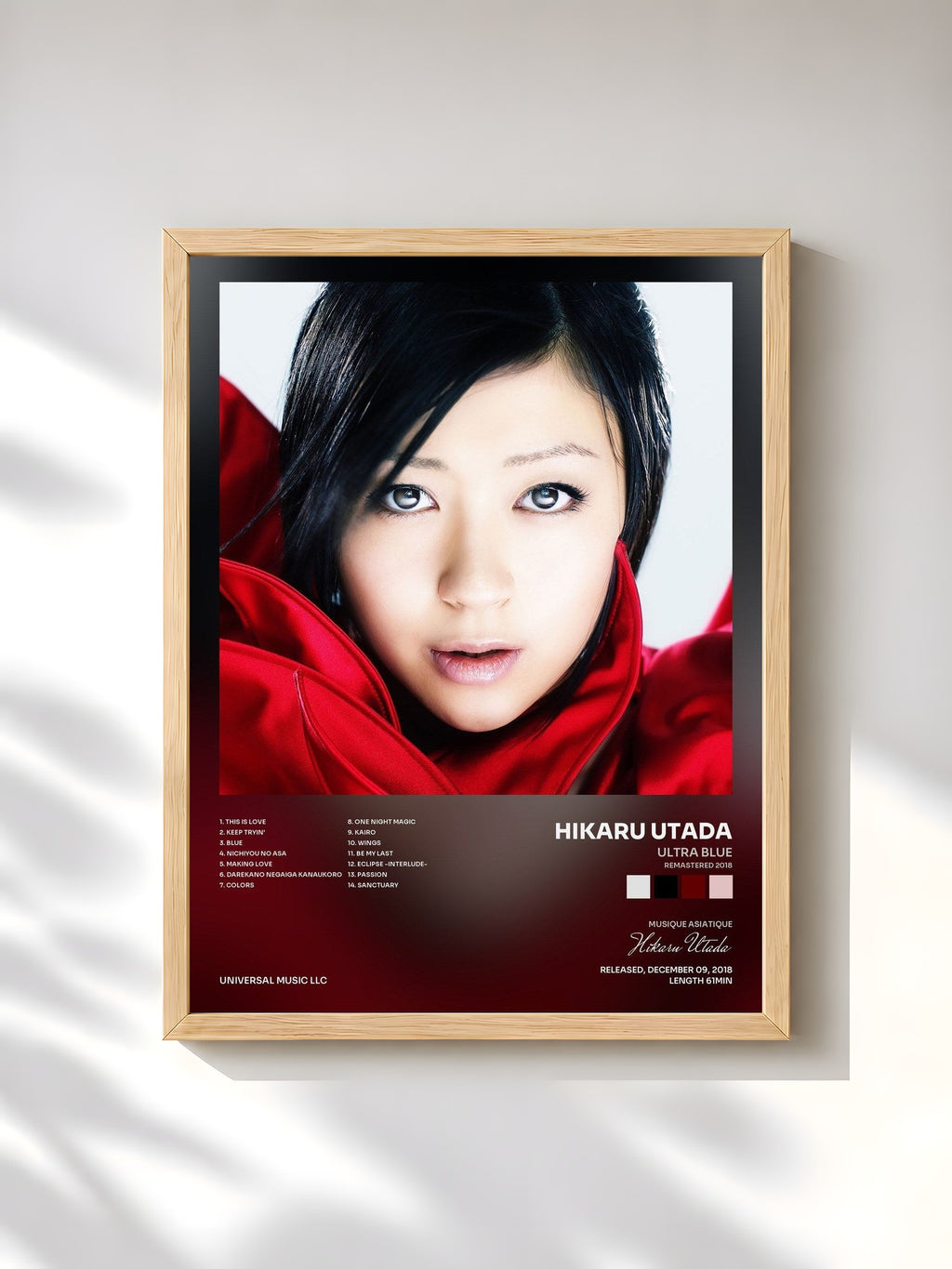 #bois Tableau de l'album Ultra Blue (Remastered 2018) de Hikaru Utada, cadre en bois brut, imprimé et encadré en France