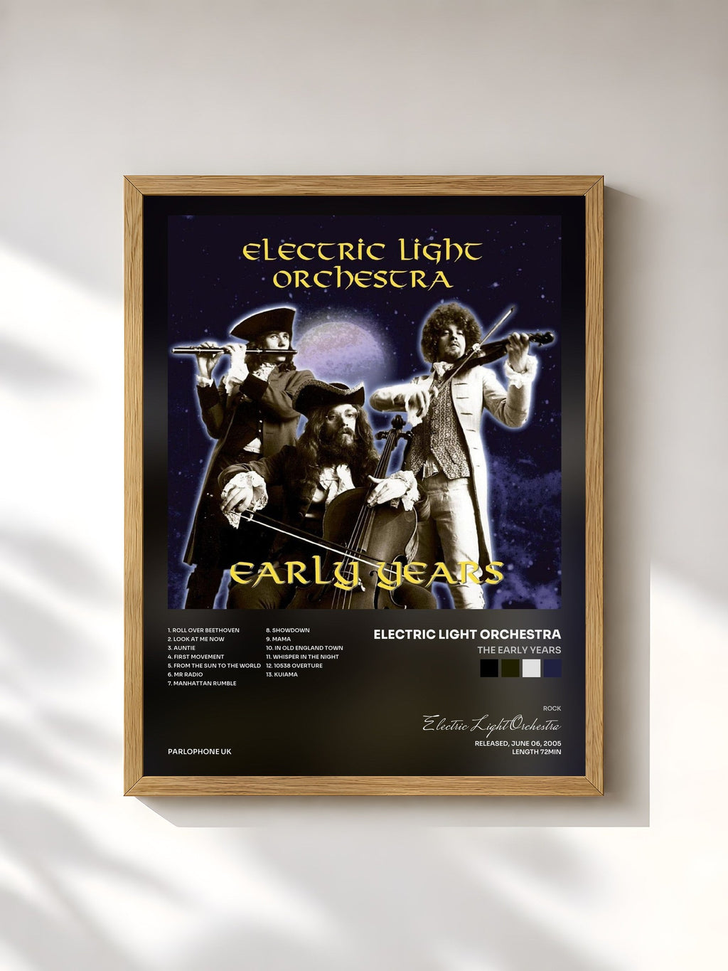 #bois Tableau de l'album The Early Years de Electric Light Orchestra, cadre en bois brut, imprimé et encadré en France