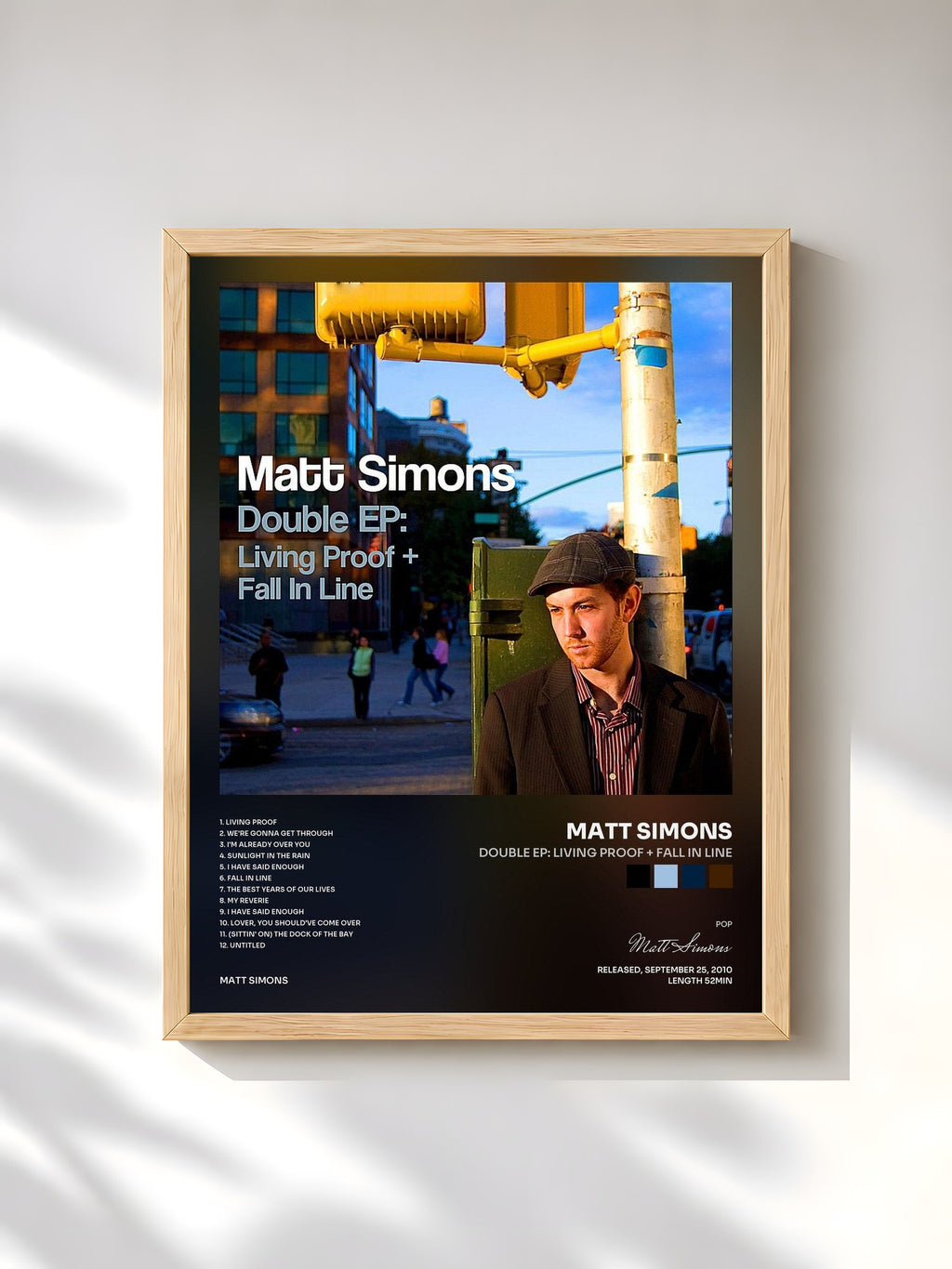 #bois Tableau de l'album Double EP: Living Proof + Fall In Line de Matt Simons, cadre en bois brut, imprimé et encadré en France