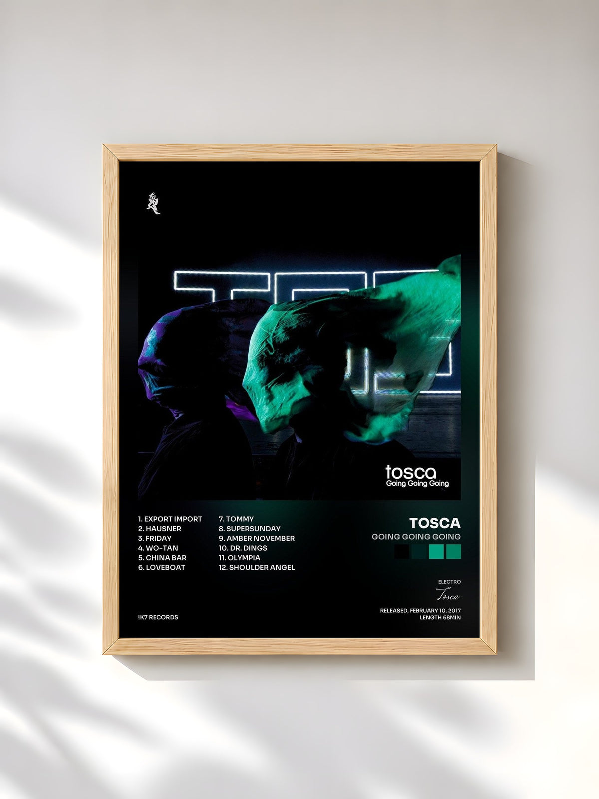#bois Tableau de l'album Going Going Going de Tosca, cadre en bois brut, imprimé et encadré en France