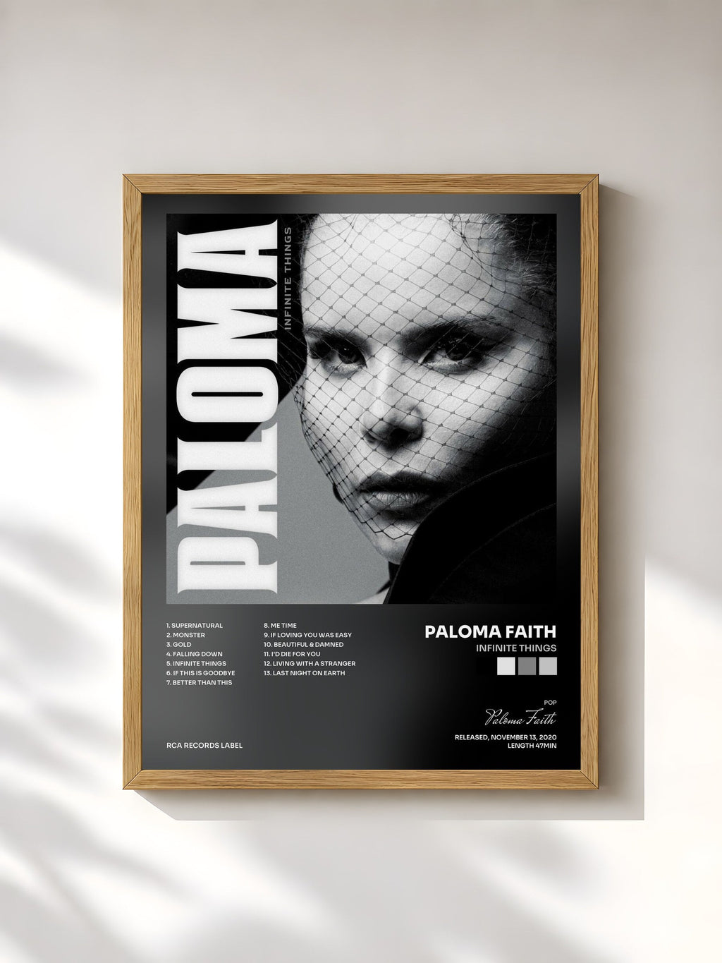 #bois Tableau de l'album Infinite Things de Paloma Faith, cadre en bois brut, imprimé et encadré en France