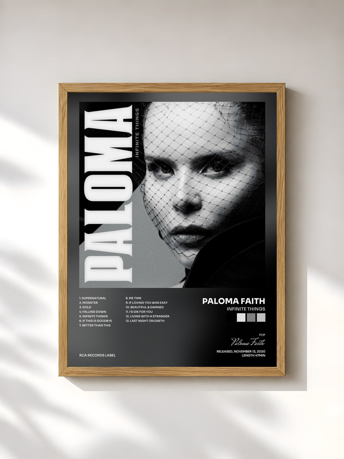 #bois Tableau de l'album Infinite Things de Paloma Faith, cadre en bois brut, imprimé et encadré en France