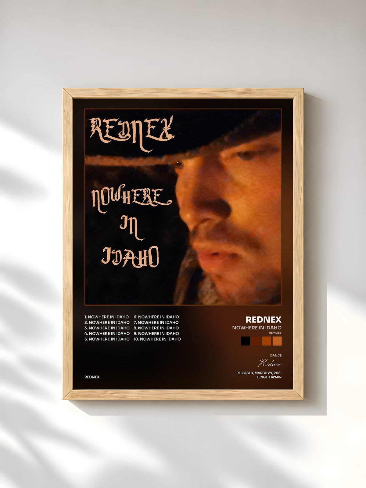 #bois Tableau de l'album Nowhere in Idaho (Remixes) de Rednex, cadre en bois brut, imprimé et encadré en France