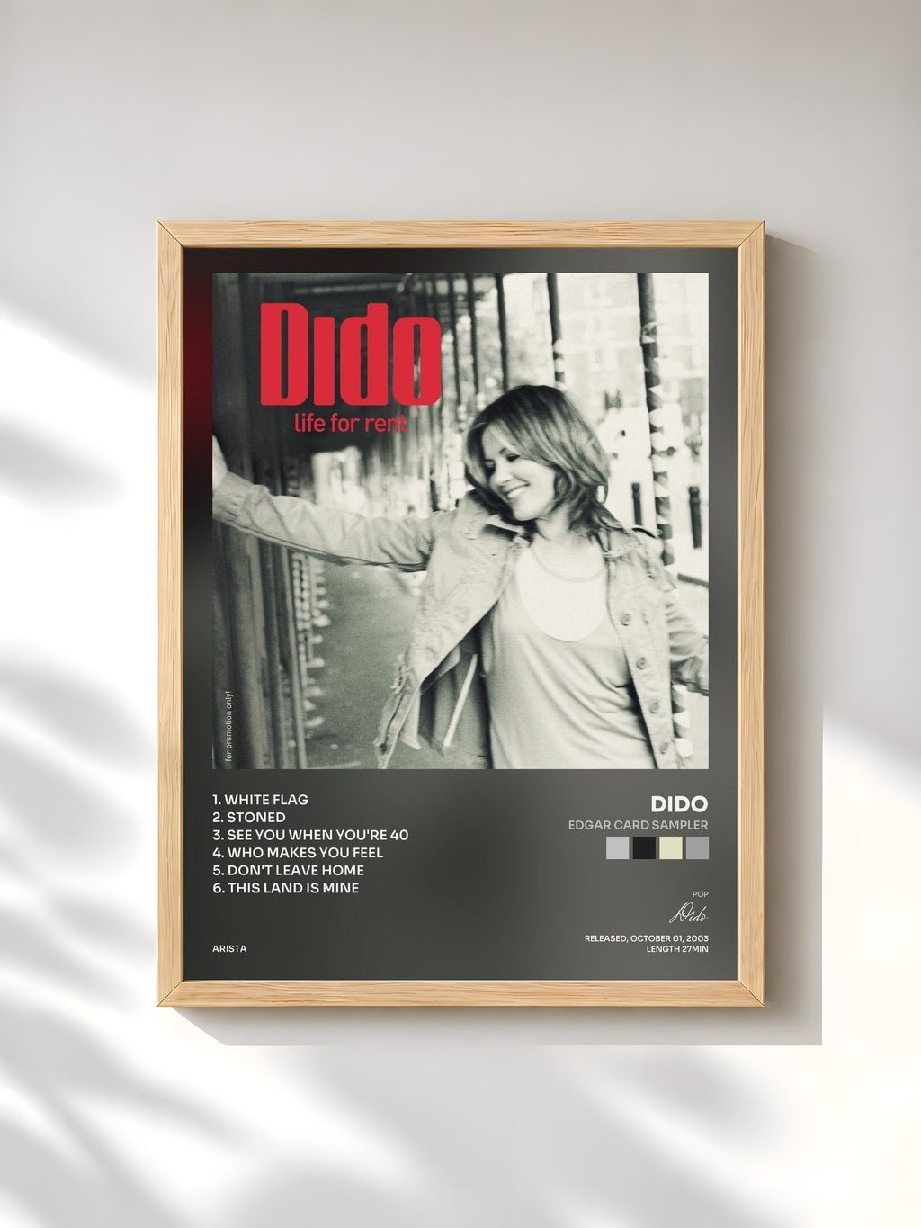 #bois Tableau de l'album Edgar Card Sampler de Dido, cadre en bois brut, imprimé et encadré en France