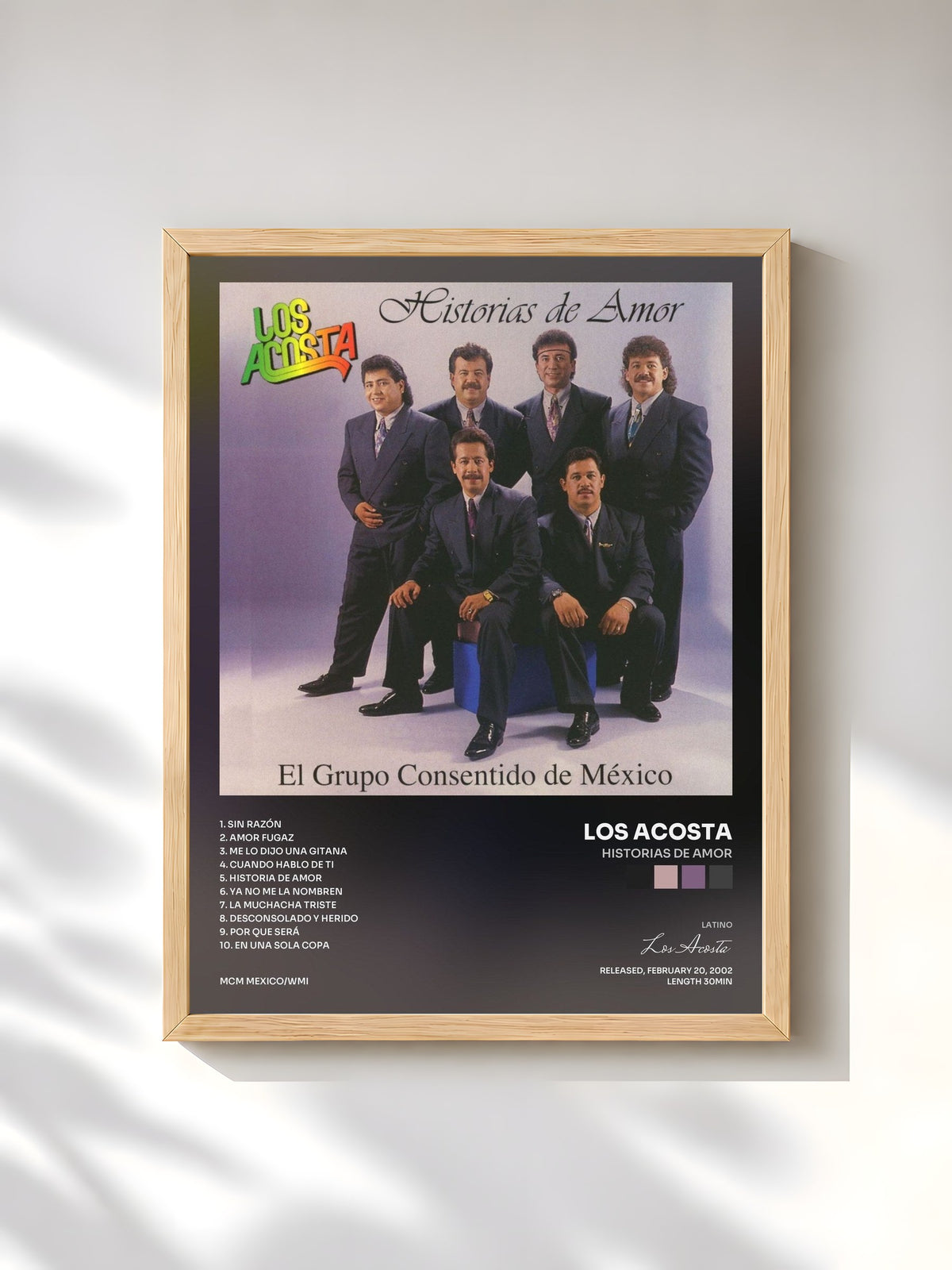 #bois Tableau de l'album Historias de Amor de Los Acosta, cadre en bois brut, imprimé et encadré en France