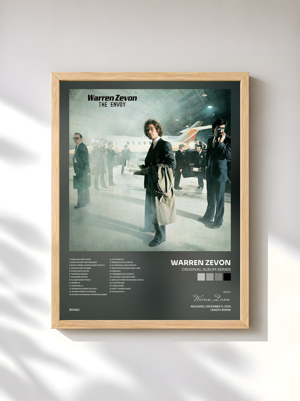 #bois Tableau de l'album Original Album Series de Warren Zevon, cadre en bois brut, imprimé et encadré en France