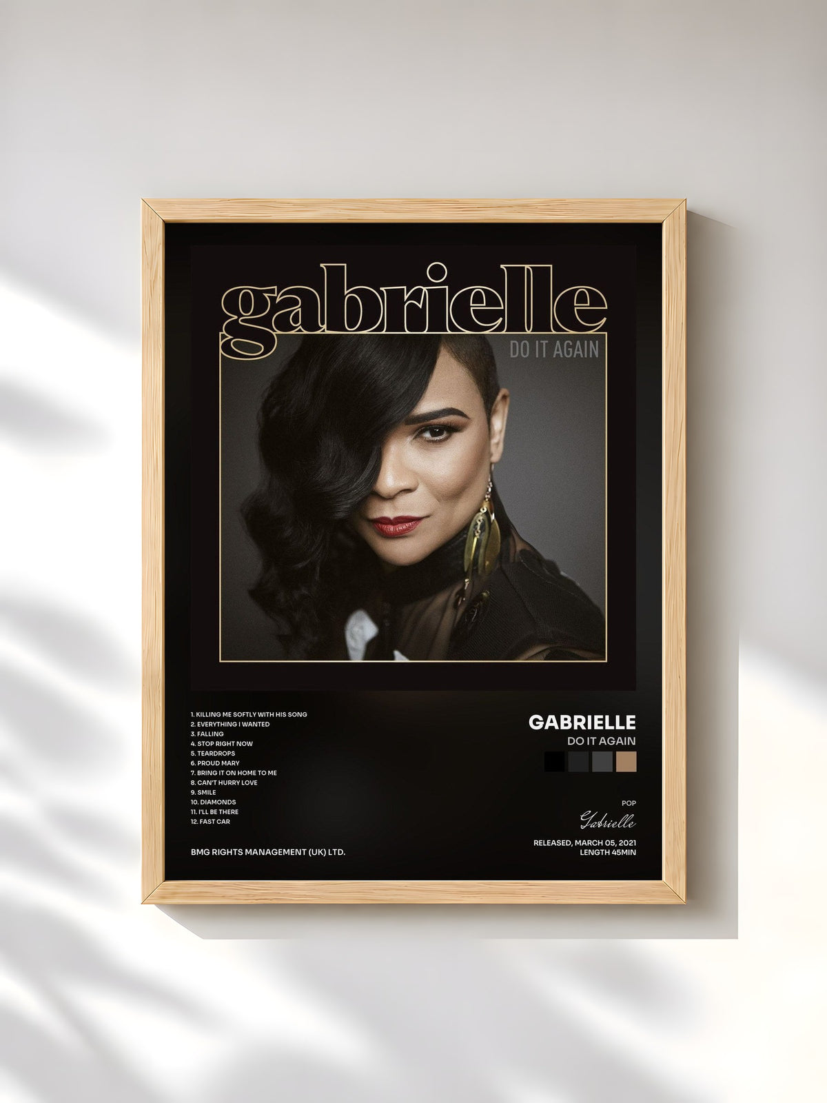 #bois Tableau de l'album Do It Again de Gabrielle, cadre en bois brut, imprimé et encadré en France