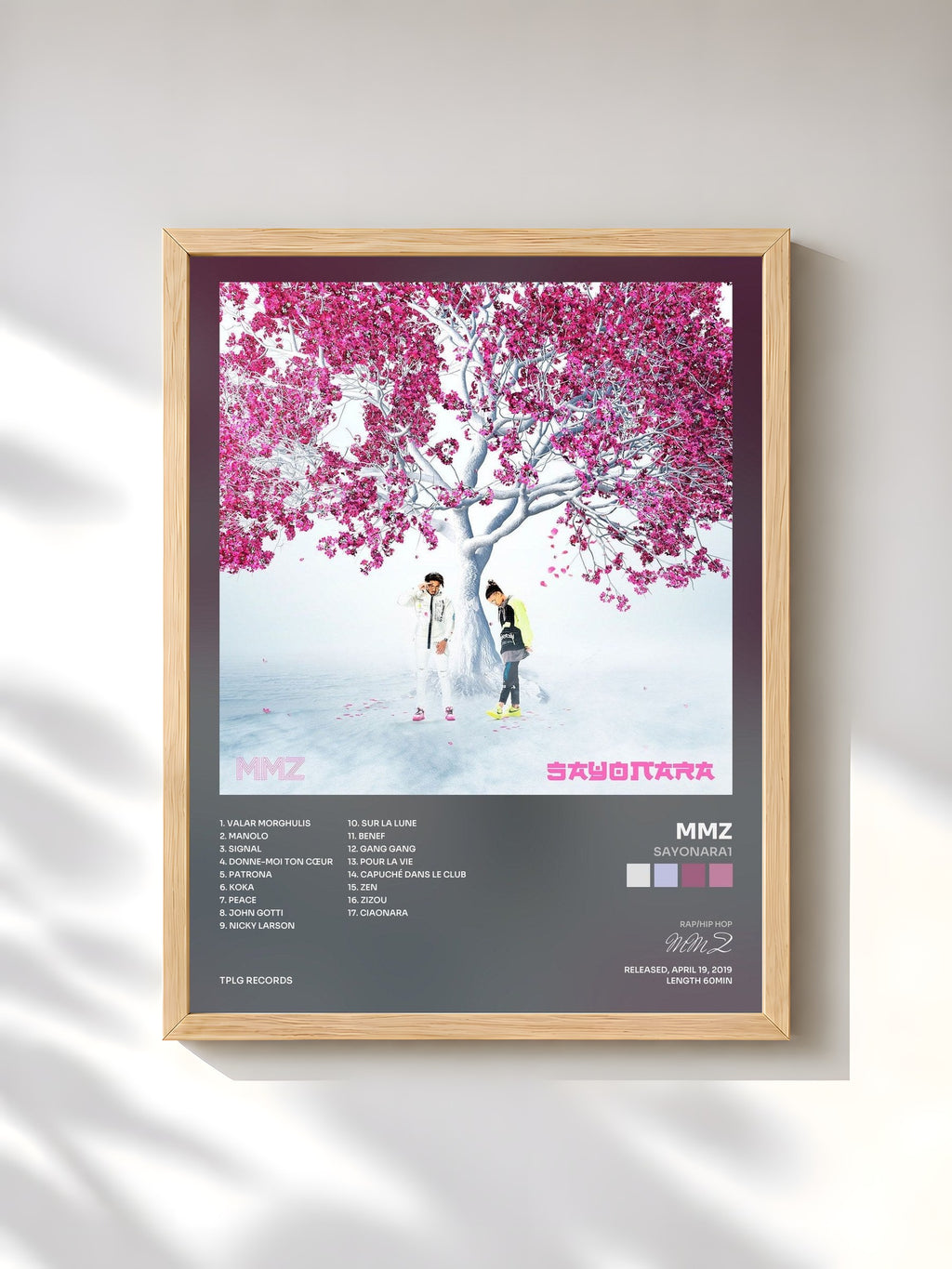 #bois Tableau de l'album Sayonara1 de MMZ, cadre en bois brut, imprimé et encadré en France