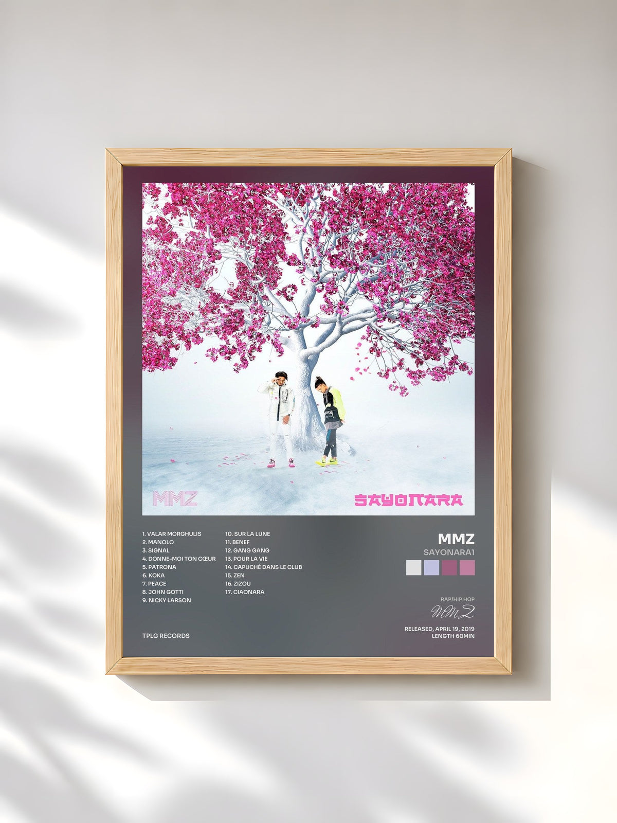 #bois Tableau de l'album Sayonara1 de MMZ, cadre en bois brut, imprimé et encadré en France