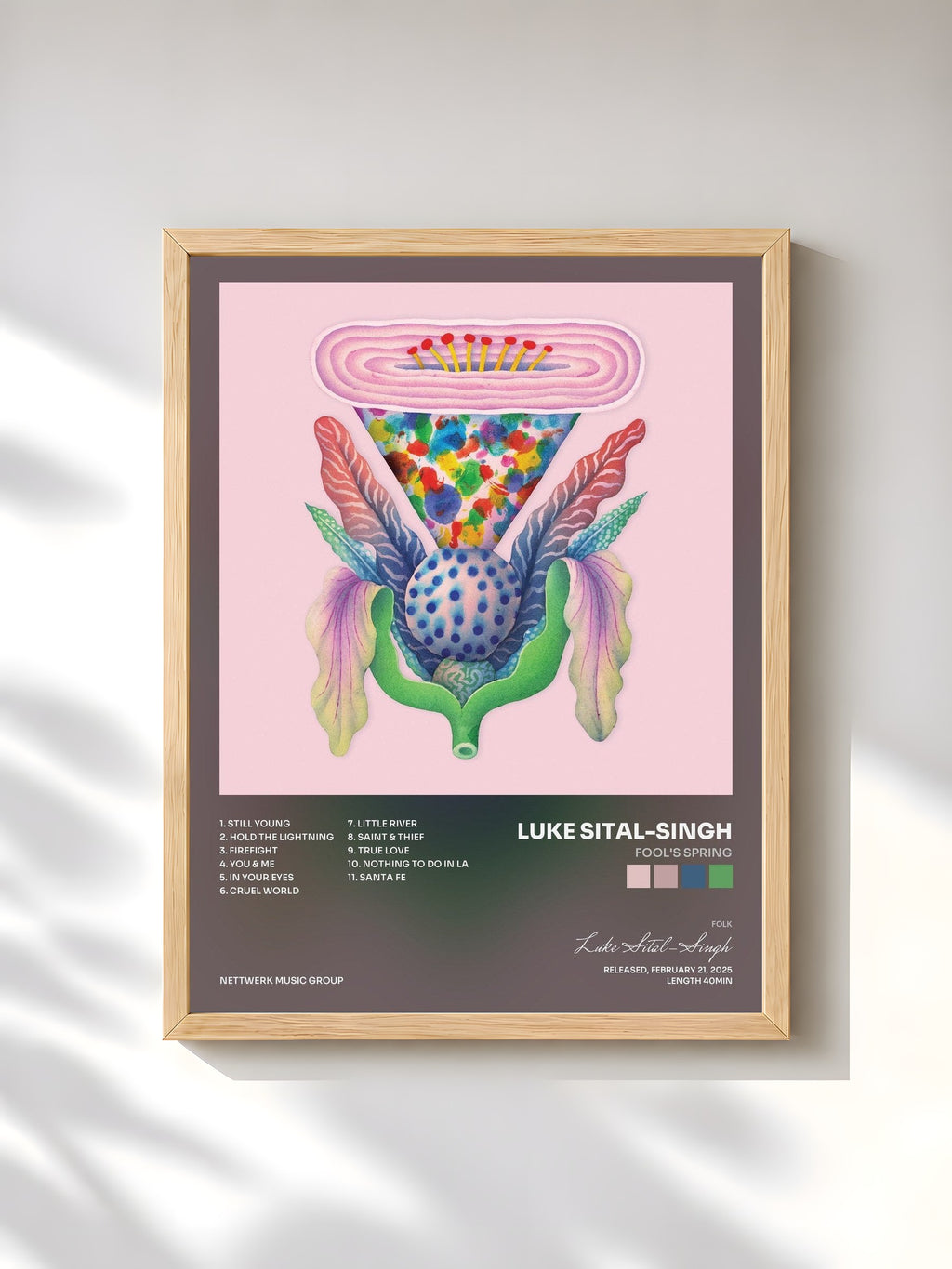 #bois Tableau de l'album Fool's Spring de Luke Sital-Singh, cadre en bois brut, imprimé et encadré en France