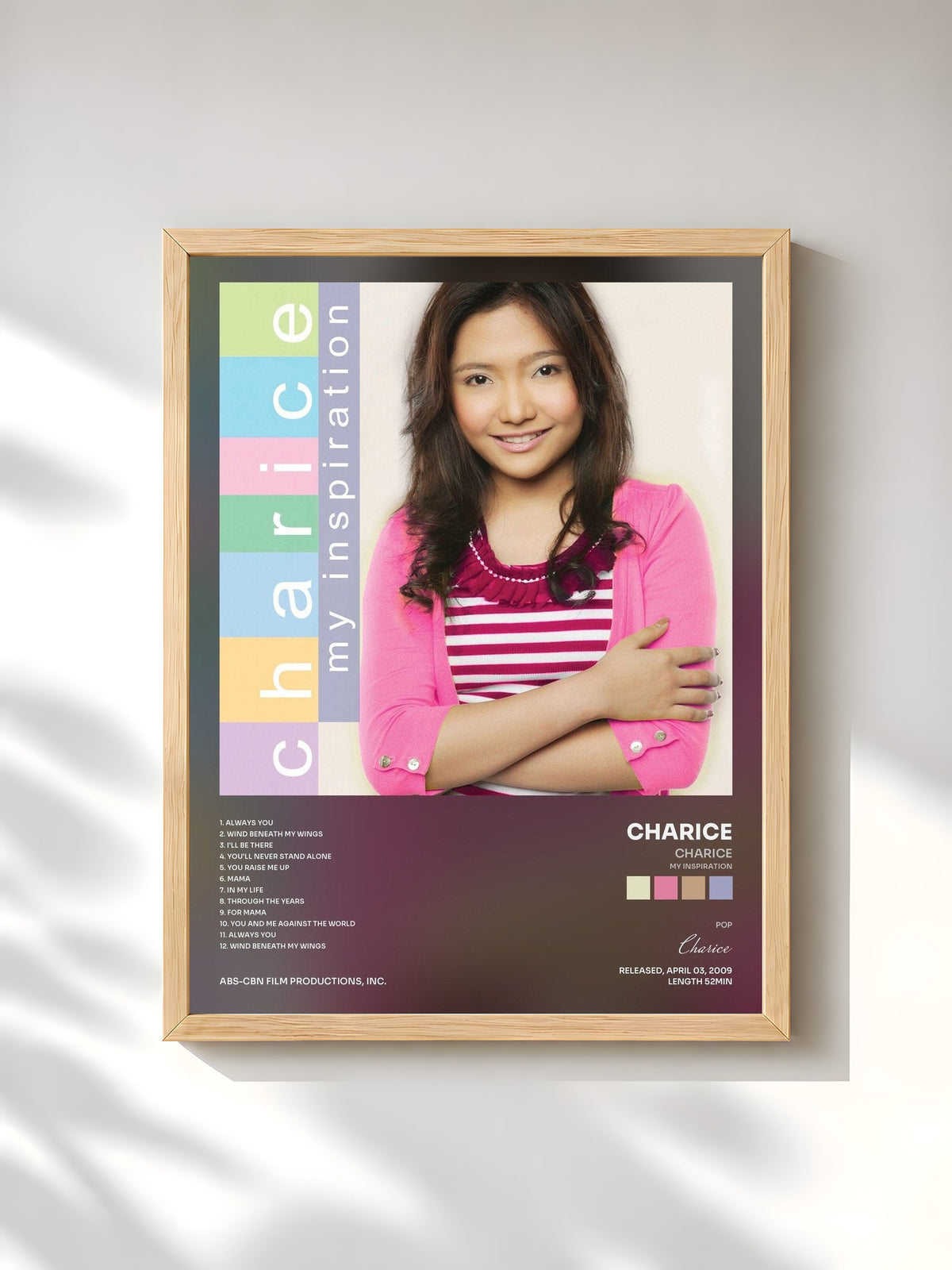 #bois Tableau de l'album Charice (My Inspiration) de Charice, cadre en bois brut, imprimé et encadré en France