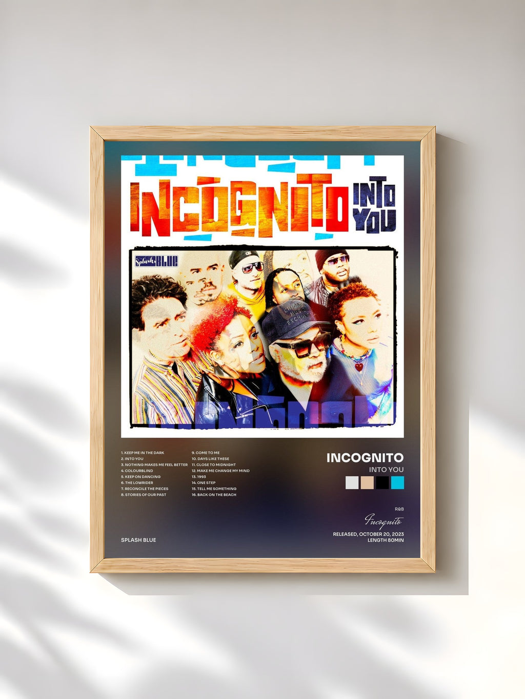 #bois Tableau de l'album Into You de Incognito, cadre en bois brut, imprimé et encadré en France